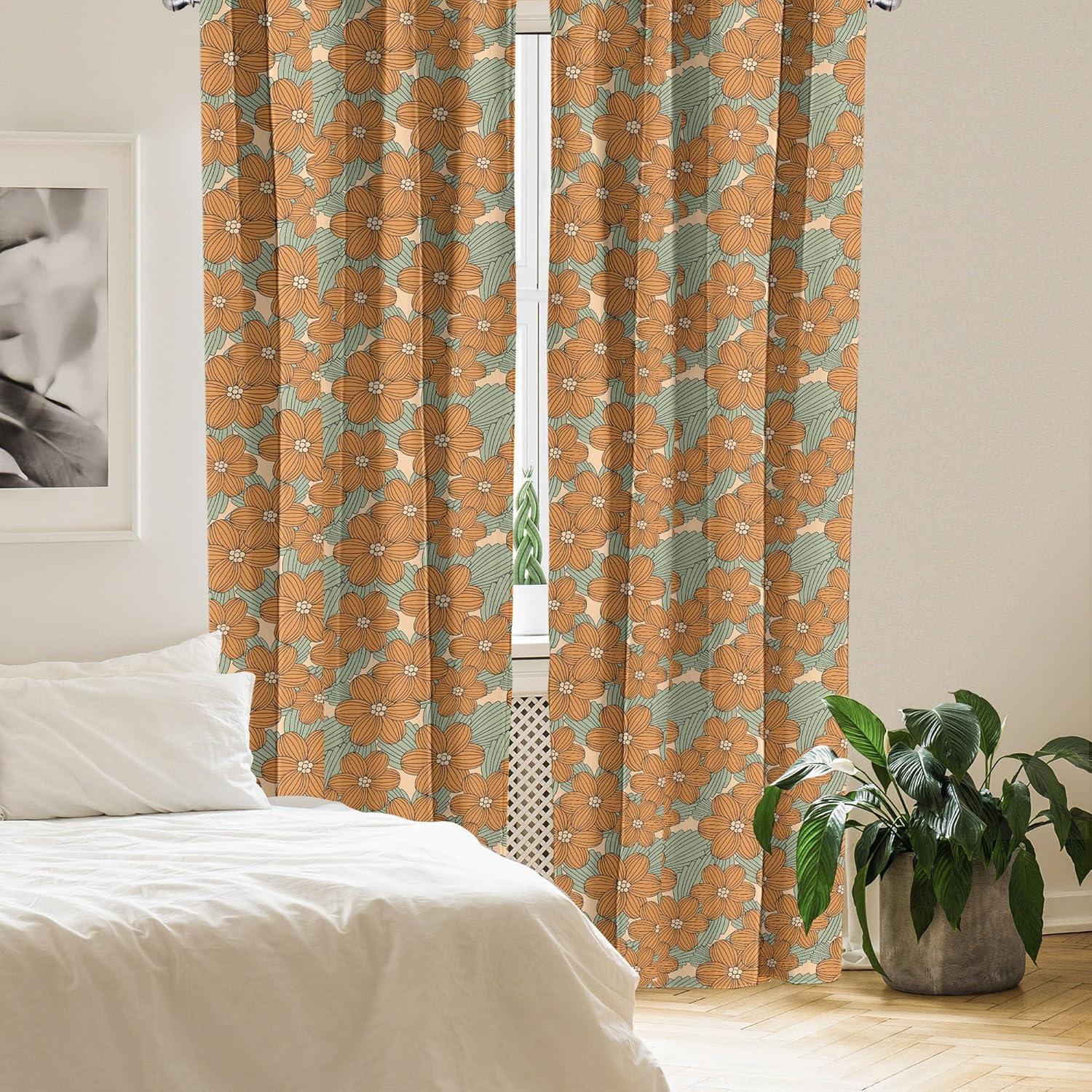 imageAmbesonne Sea Shells Curtains Vintage Inspired Monochrome Seashell Pattern Ocean Elements Wildlife Hand Drawn Window Treatments 2 Panel Set for Living Room Bedroom Pair of 28quot x 95quot Brown TanGreen Amber