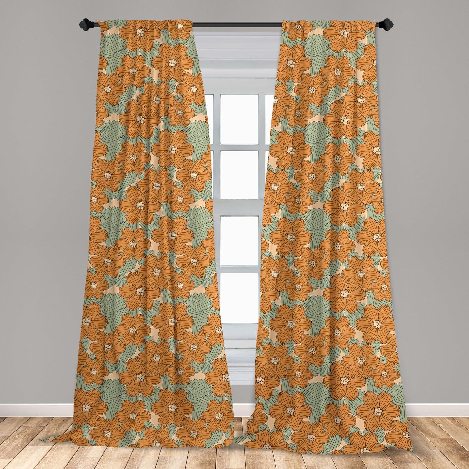 imageAmbesonne Sea Shells Curtains Vintage Inspired Monochrome Seashell Pattern Ocean Elements Wildlife Hand Drawn Window Treatments 2 Panel Set for Living Room Bedroom Pair of 28quot x 95quot Brown TanGreen Amber