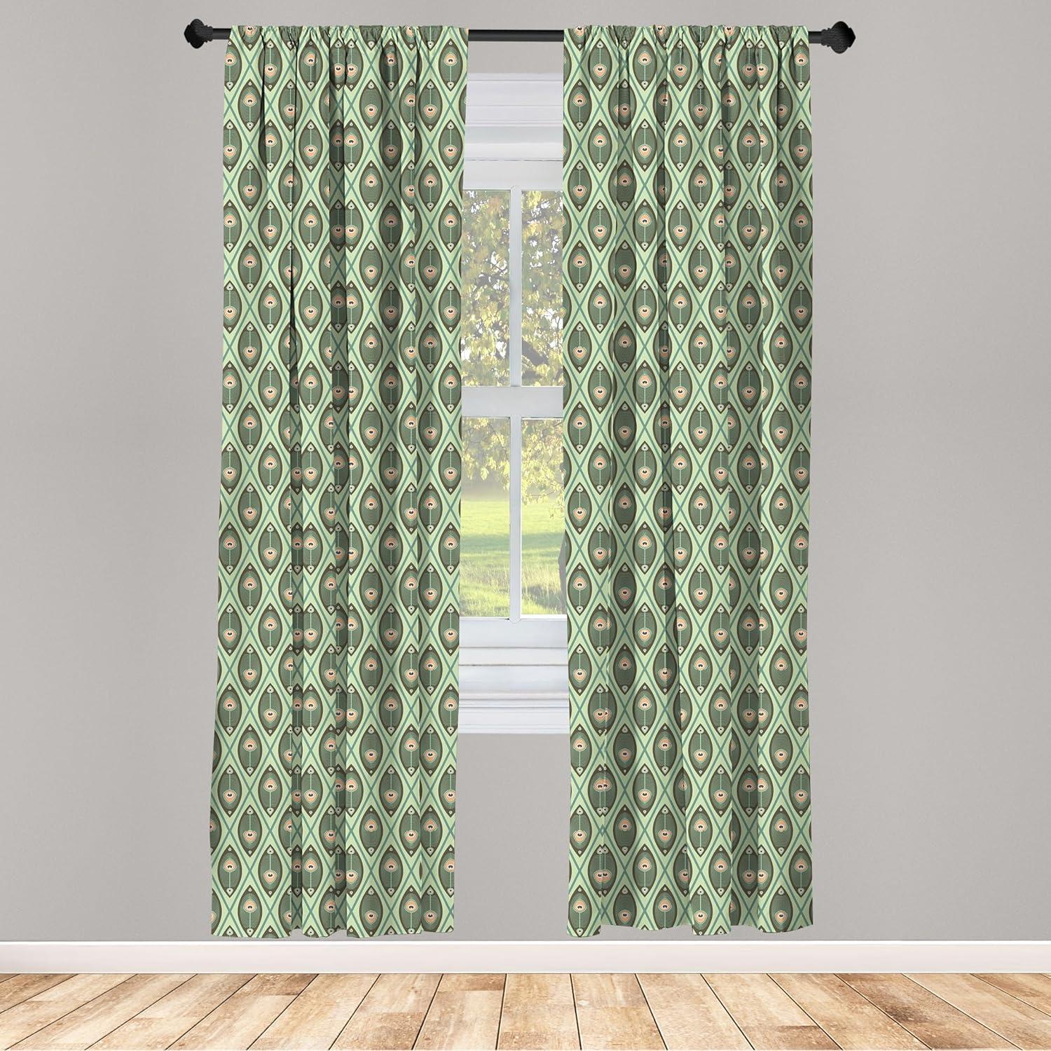 imageAmbesonne Sea Shells Curtains Vintage Inspired Monochrome Seashell Pattern Ocean Elements Wildlife Hand Drawn Window Treatments 2 Panel Set for Living Room Bedroom Pair of 28quot x 95quot Brown TanPistachio Green
