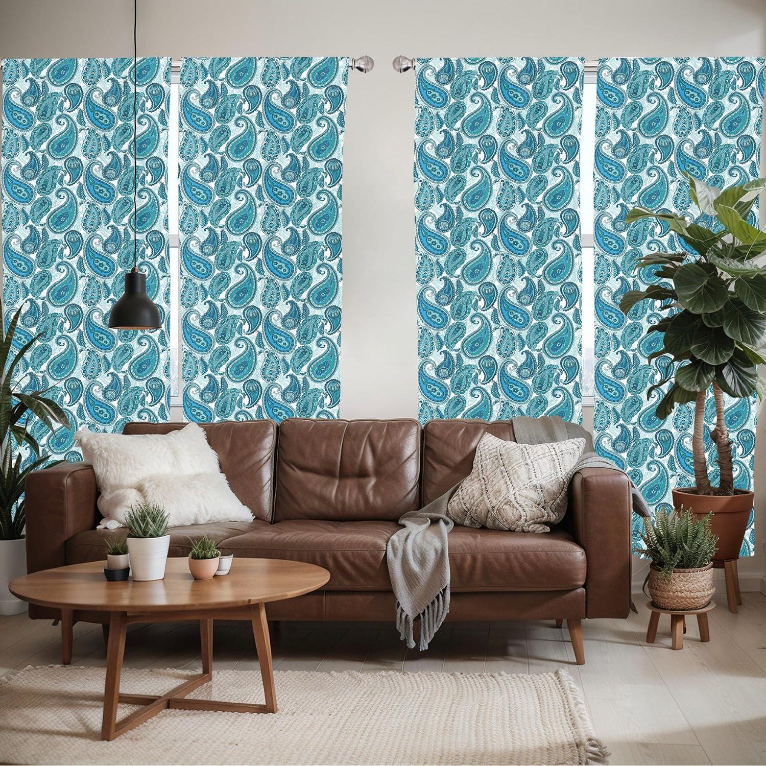 imageAmbesonne Sea Shells Curtains Vintage Inspired Monochrome Seashell Pattern Ocean Elements Wildlife Hand Drawn Window Treatments 2 Panel Set for Living Room Bedroom Pair of 28quot x 95quot Brown TanBlue Teal