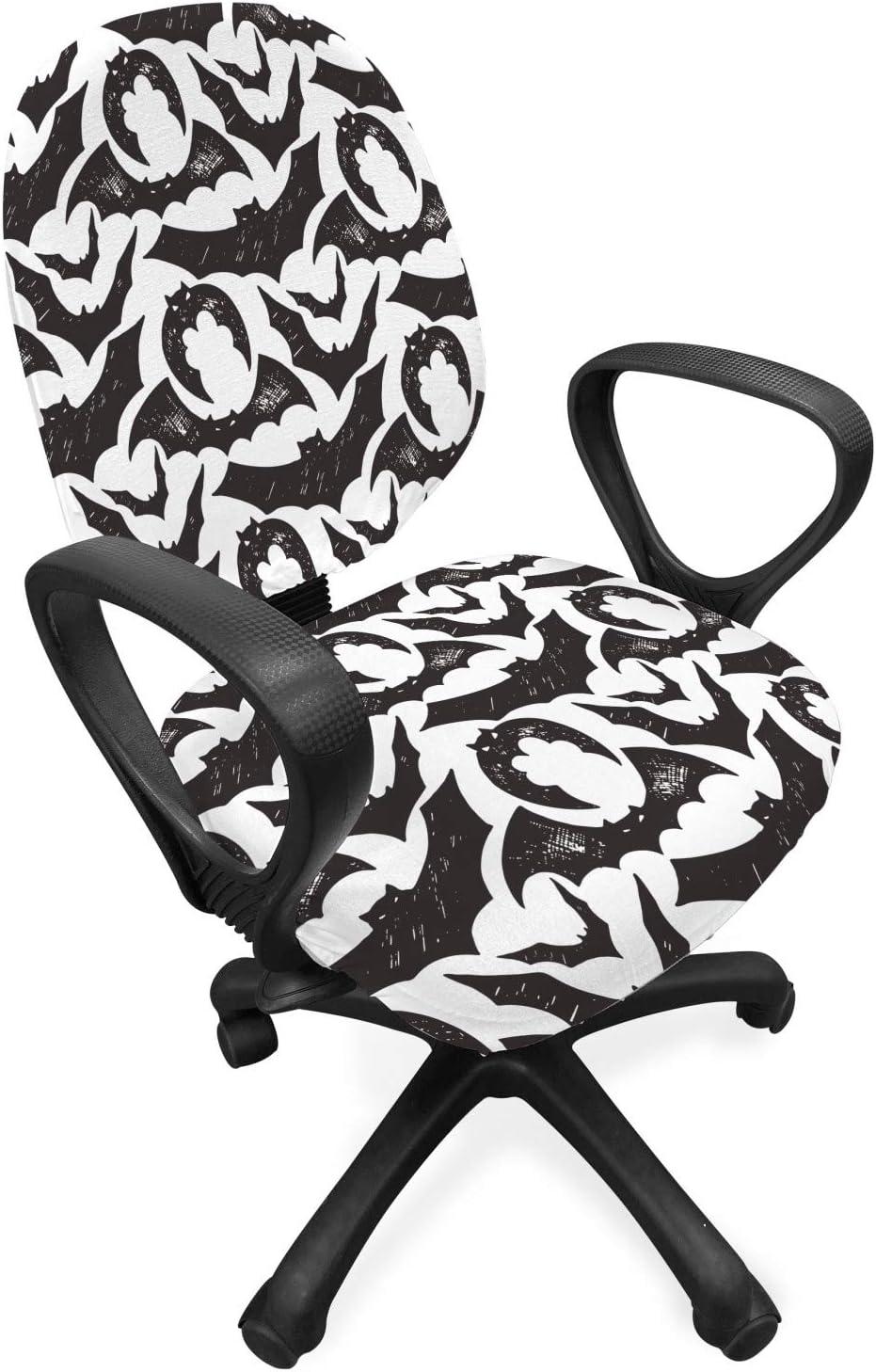 imageAmbesonne Snow Office Chair Cover Winter Clothes Pattern Sweater Socks Hat and Scarf Christmas Season Print Stretchable Decorative Universal Size High Back Printed Slipcover White Coral Sky BlueCharcoal Grey and White
