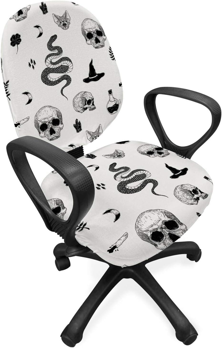 imageAmbesonne Snow Office Chair Cover Winter Clothes Pattern Sweater Socks Hat and Scarf Christmas Season Print Stretchable Decorative Universal Size High Back Printed Slipcover White Coral Sky BlueCoconut Charcoal Grey