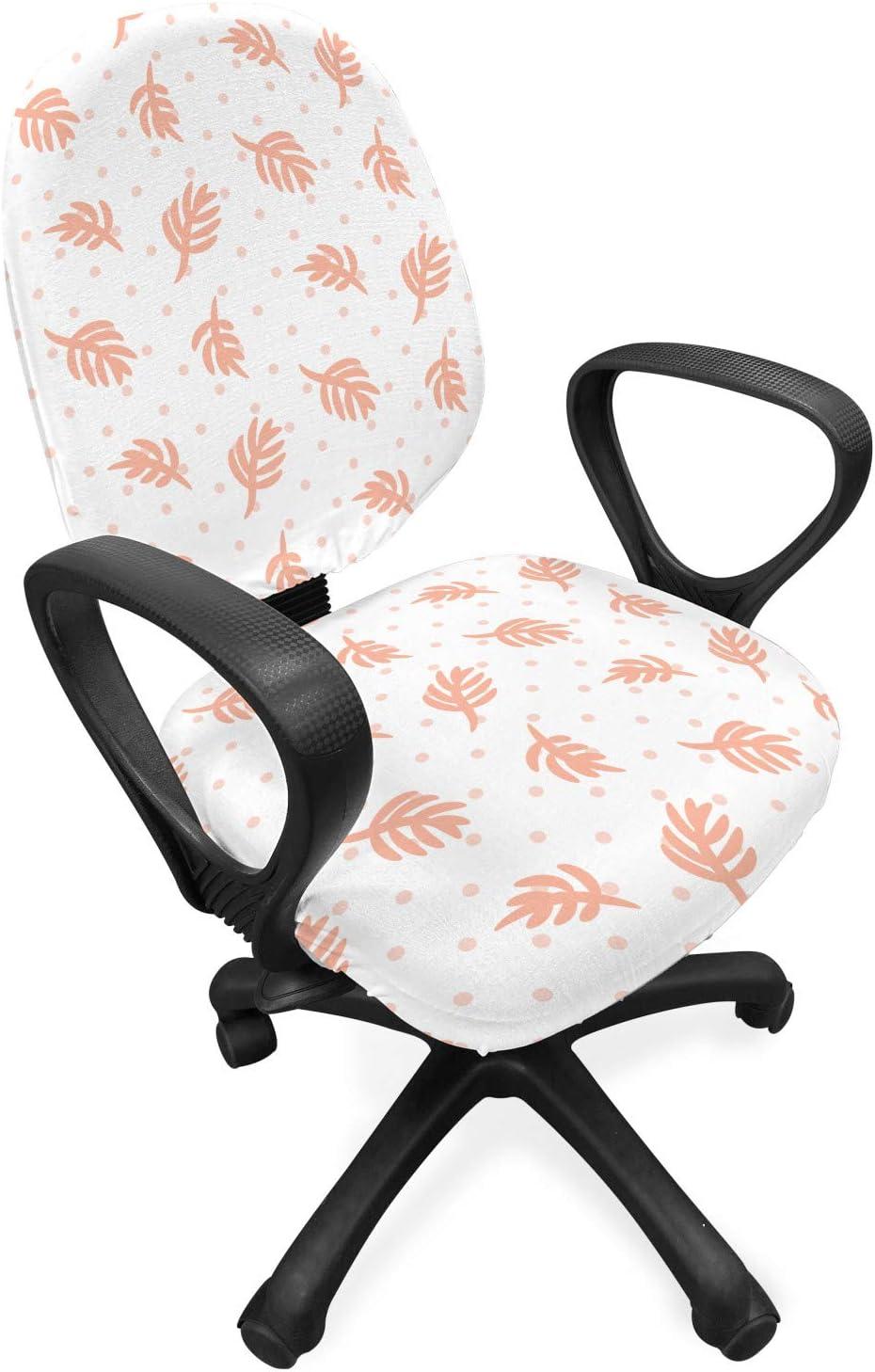 imageAmbesonne Snow Office Chair Cover Winter Clothes Pattern Sweater Socks Hat and Scarf Christmas Season Print Stretchable Decorative Universal Size High Back Printed Slipcover White Coral Sky BlueBlush White