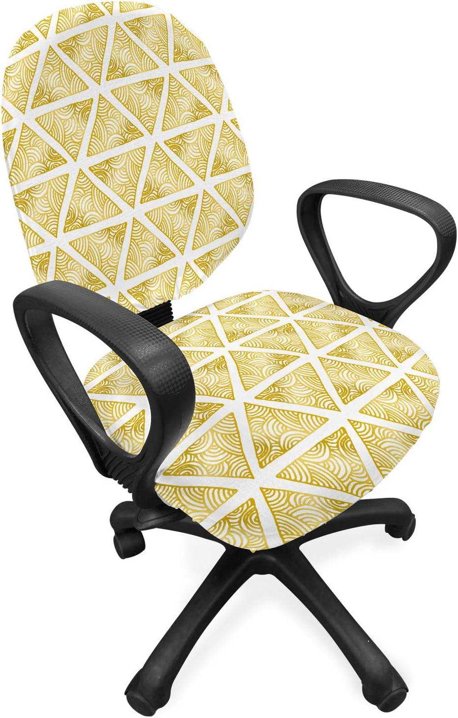 imageAmbesonne Snow Office Chair Cover Winter Clothes Pattern Sweater Socks Hat and Scarf Christmas Season Print Stretchable Decorative Universal Size High Back Printed Slipcover White Coral Sky BlueYellow White