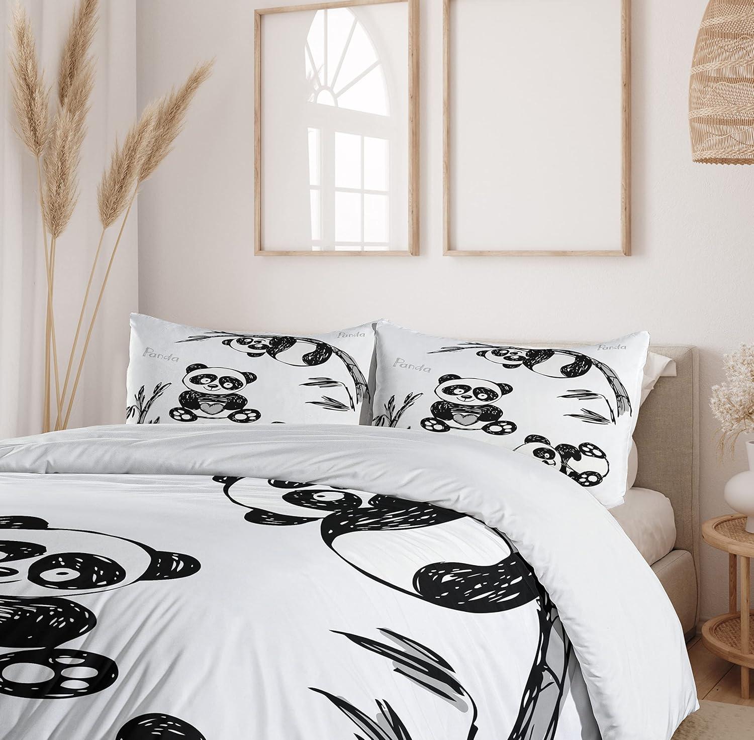 imageAmbesonne Snowflake Duvet Cover Set Lace Style Arrangement of Snowflakes Winter Season Christmas Illustration Decorative 3 Piece Bedding Set with 2 Pillow Shams California King Blue Black WhiteWhite and Charcoal