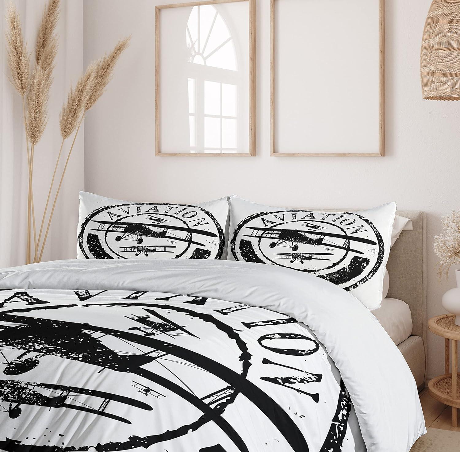 imageAmbesonne Snowflake Duvet Cover Set Lace Style Arrangement of Snowflakes Winter Season Christmas Illustration Decorative 3 Piece Bedding Set with 2 Pillow Shams California King Blue Black WhiteBlack