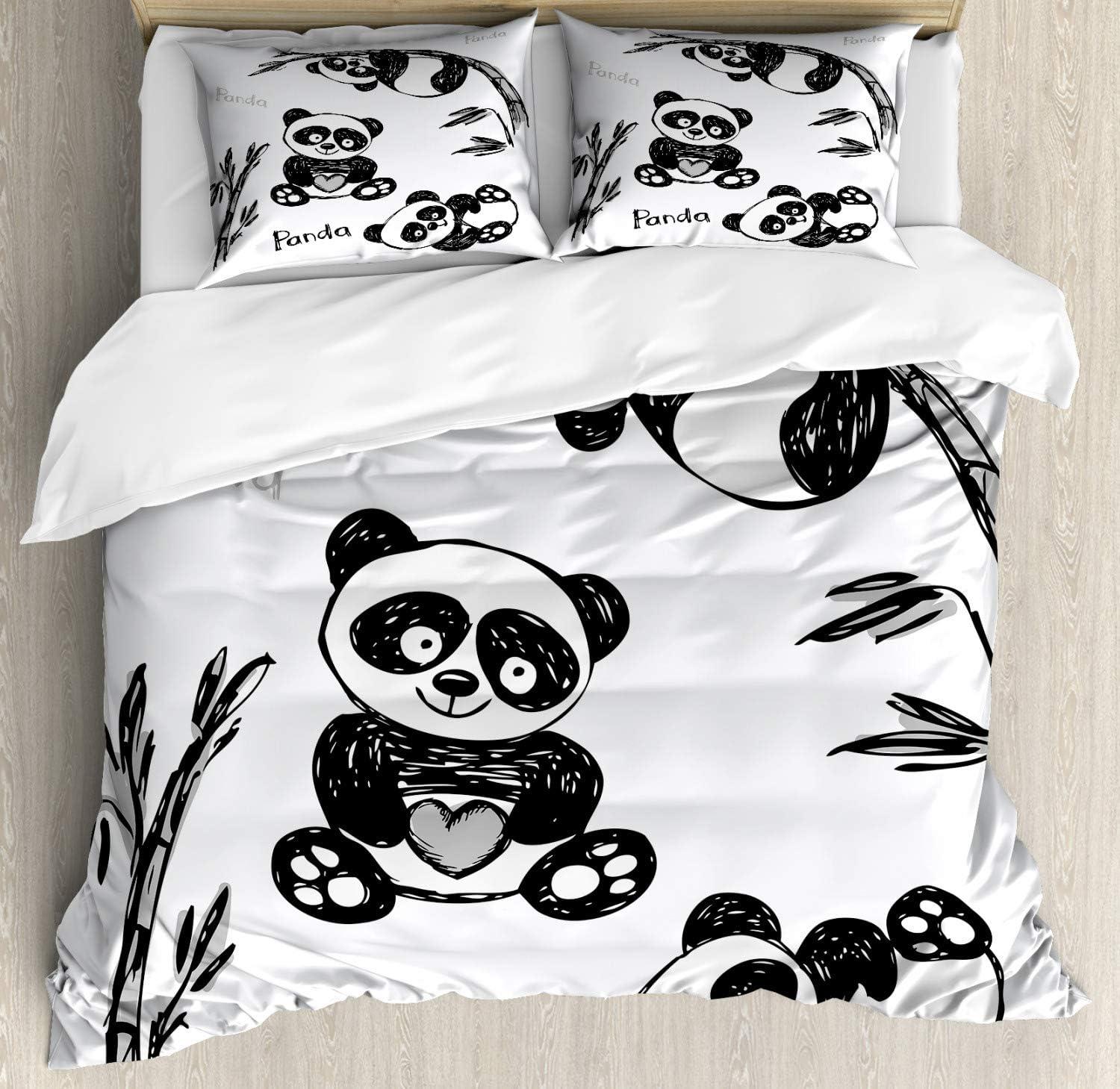 imageAmbesonne Snowflake Duvet Cover Set Lace Style Arrangement of Snowflakes Winter Season Christmas Illustration Decorative 3 Piece Bedding Set with 2 Pillow Shams California King Blue Black WhiteWhite and Charcoal