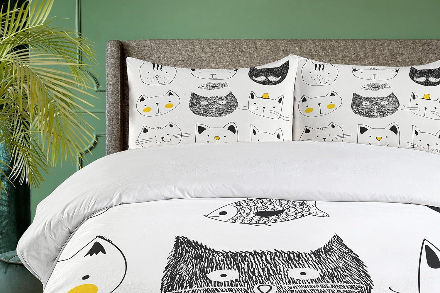 imageAmbesonne Snowflake Duvet Cover Set Lace Style Arrangement of Snowflakes Winter Season Christmas Illustration Decorative 3 Piece Bedding Set with 2 Pillow Shams California King Blue Black WhiteBlue Yellow