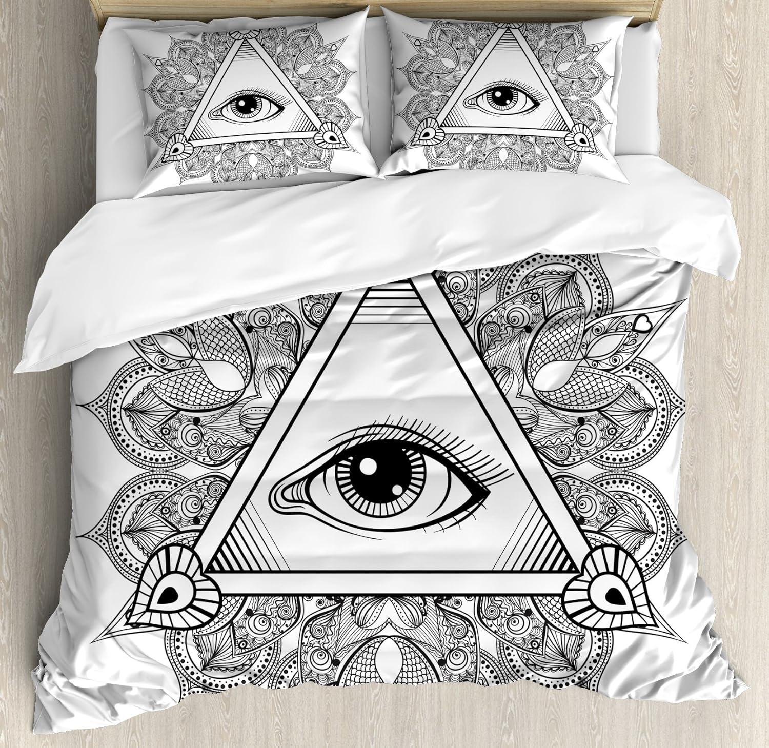 imageAmbesonne Snowflake Duvet Cover Set Lace Style Arrangement of Snowflakes Winter Season Christmas Illustration Decorative 3 Piece Bedding Set with 2 Pillow Shams California King Blue Black WhiteBeige Black