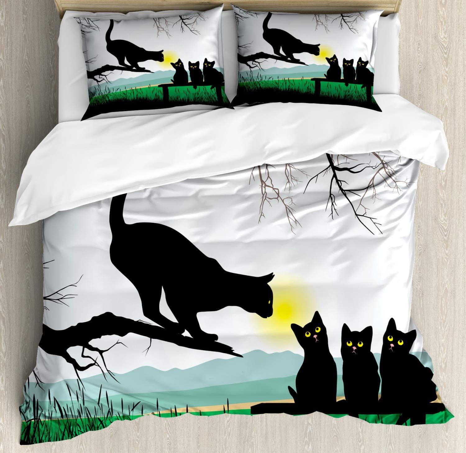 imageAmbesonne Snowflake Duvet Cover Set Lace Style Arrangement of Snowflakes Winter Season Christmas Illustration Decorative 3 Piece Bedding Set with 2 Pillow Shams California King Blue Black WhiteGreen Black