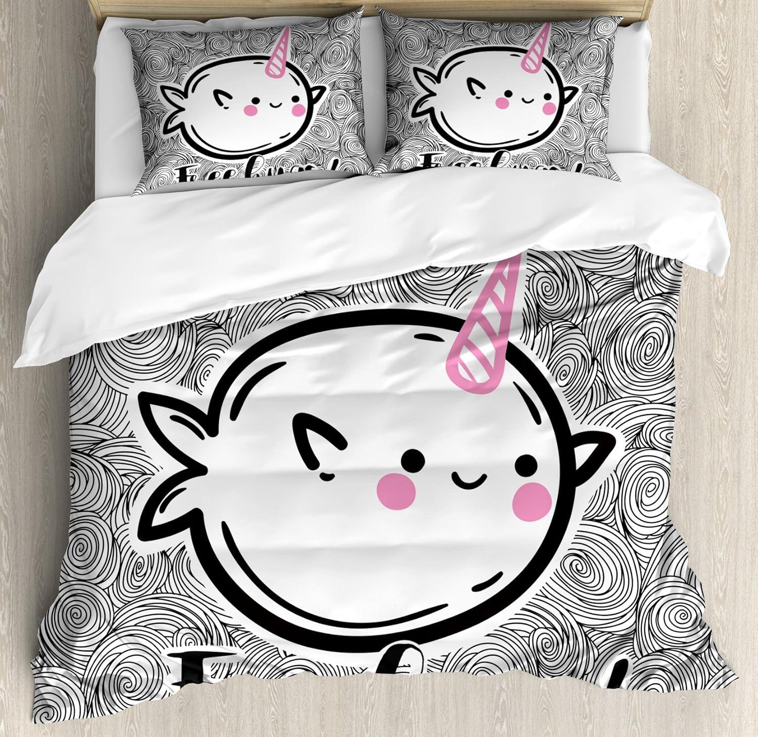 imageAmbesonne Snowflake Duvet Cover Set Lace Style Arrangement of Snowflakes Winter Season Christmas Illustration Decorative 3 Piece Bedding Set with 2 Pillow Shams California King Blue Black WhiteOff White Black