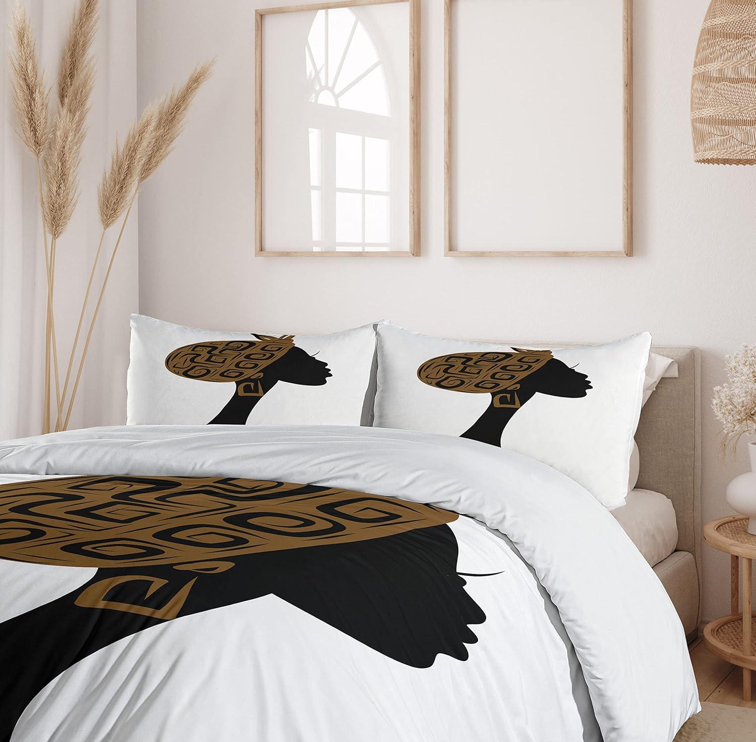 imageAmbesonne Snowflake Duvet Cover Set Lace Style Arrangement of Snowflakes Winter Season Christmas Illustration Decorative 3 Piece Bedding Set with 2 Pillow Shams California King Blue Black WhiteBlack Brown