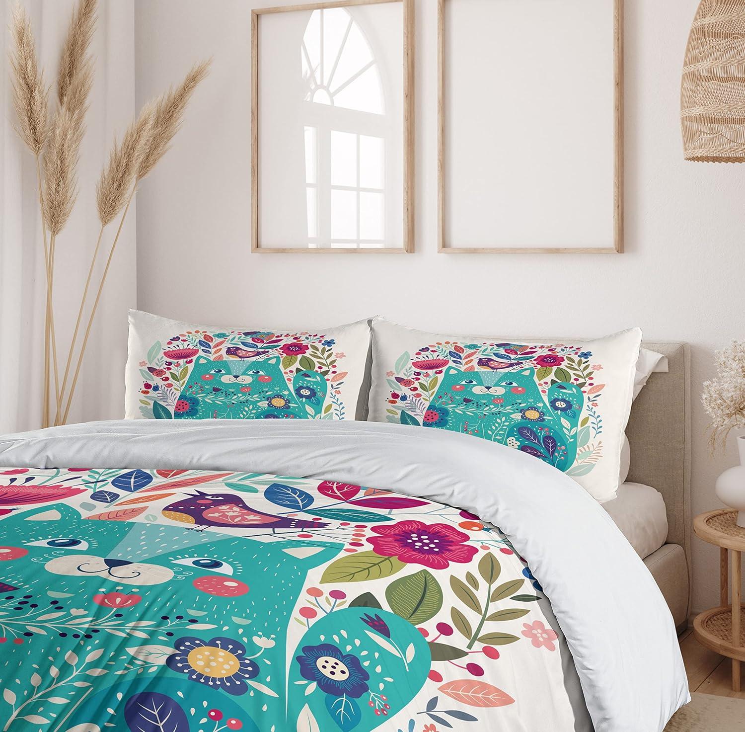 imageAmbesonne Snowflake Duvet Cover Set Lace Style Arrangement of Snowflakes Winter Season Christmas Illustration Decorative 3 Piece Bedding Set with 2 Pillow Shams California King Blue Black WhiteMulticolor Seafoam
