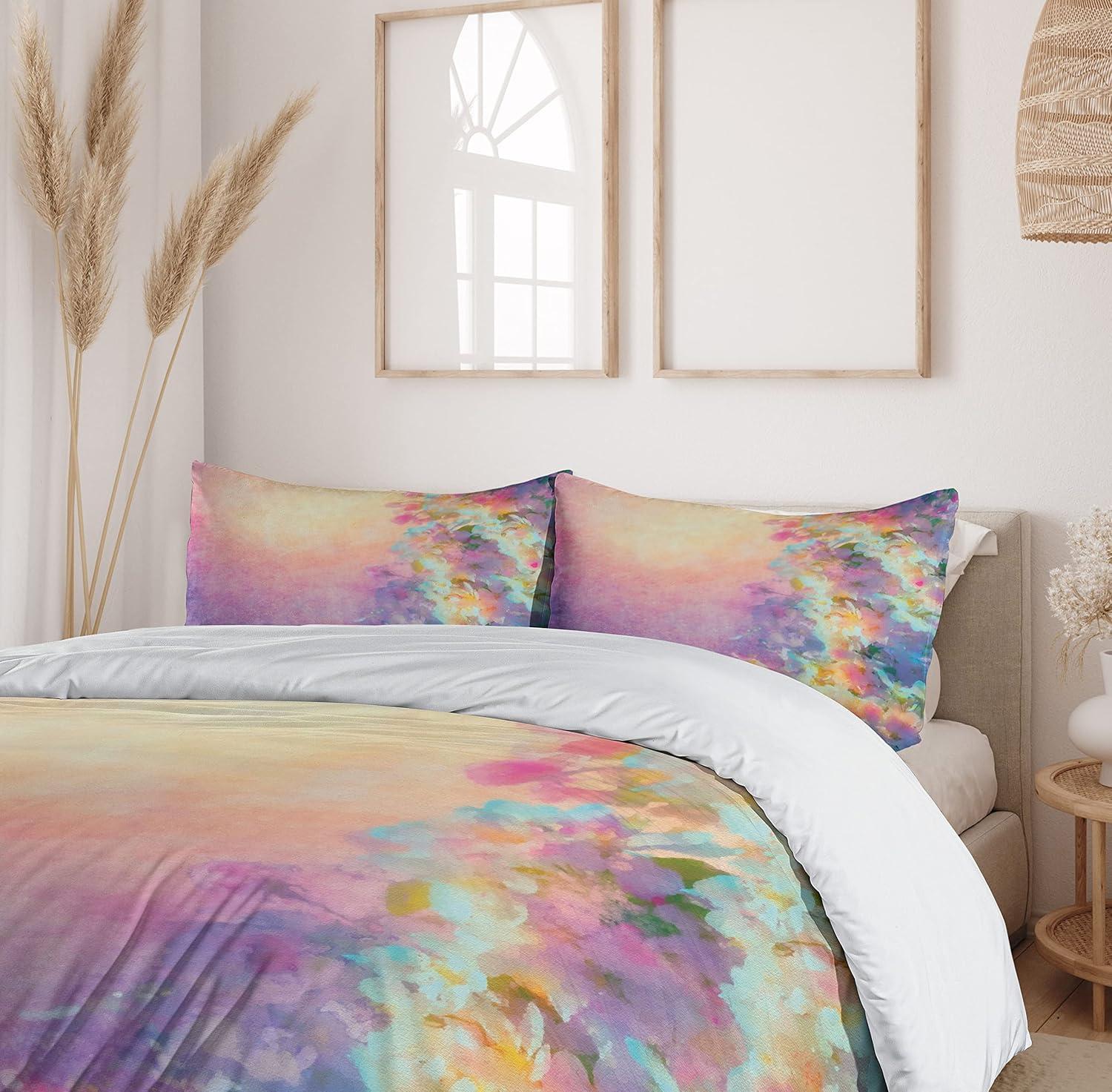 imageAmbesonne Snowflake Duvet Cover Set Lace Style Arrangement of Snowflakes Winter Season Christmas Illustration Decorative 3 Piece Bedding Set with 2 Pillow Shams California King Blue Black WhiteMarigold and Purple