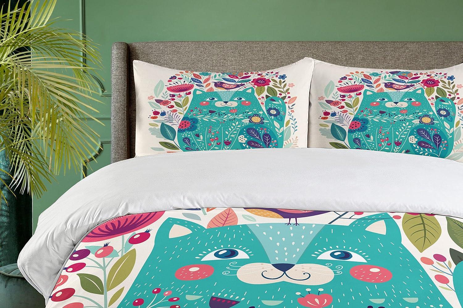imageAmbesonne Snowflake Duvet Cover Set Lace Style Arrangement of Snowflakes Winter Season Christmas Illustration Decorative 3 Piece Bedding Set with 2 Pillow Shams California King Blue Black WhiteMulticolor Seafoam