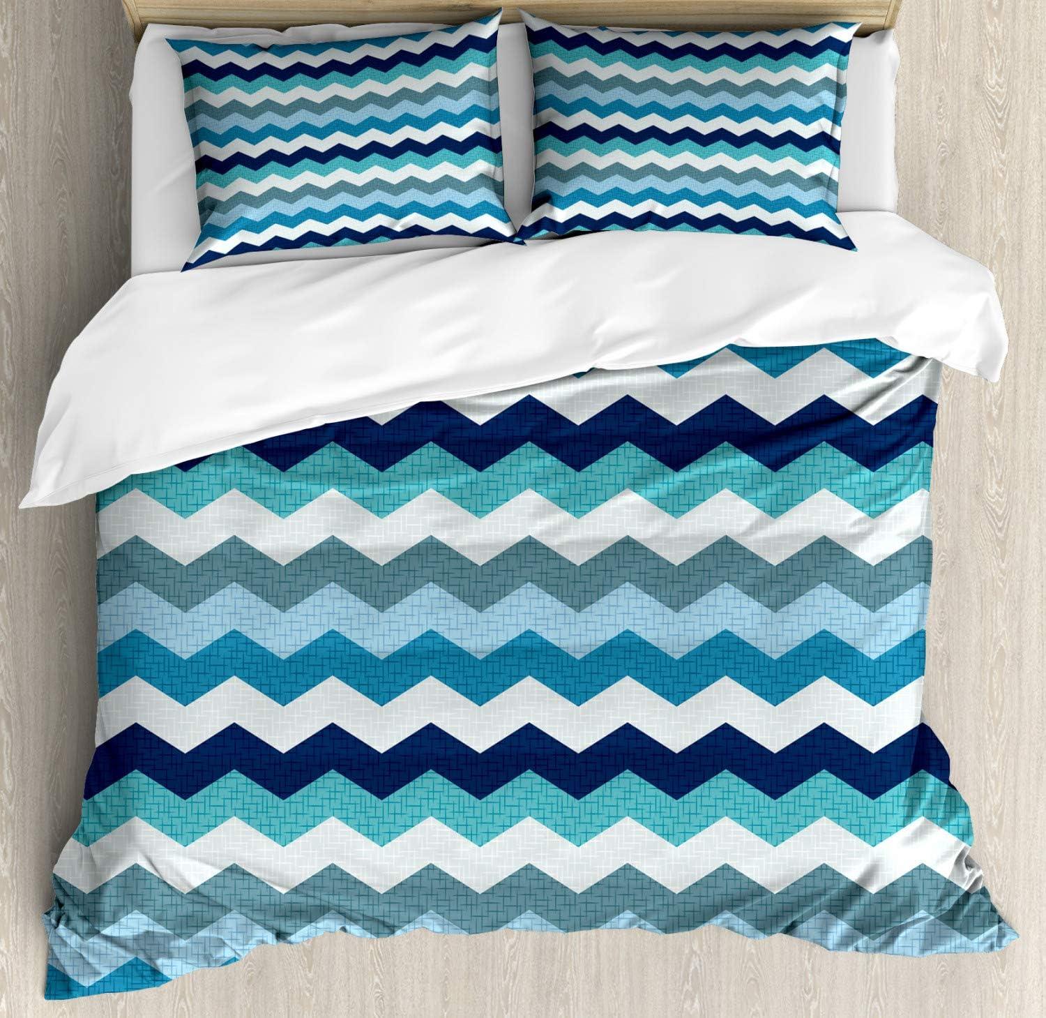imageAmbesonne Snowflake Duvet Cover Set Lace Style Arrangement of Snowflakes Winter Season Christmas Illustration Decorative 3 Piece Bedding Set with 2 Pillow Shams California King Blue Black WhitePale Blue Navy Blue