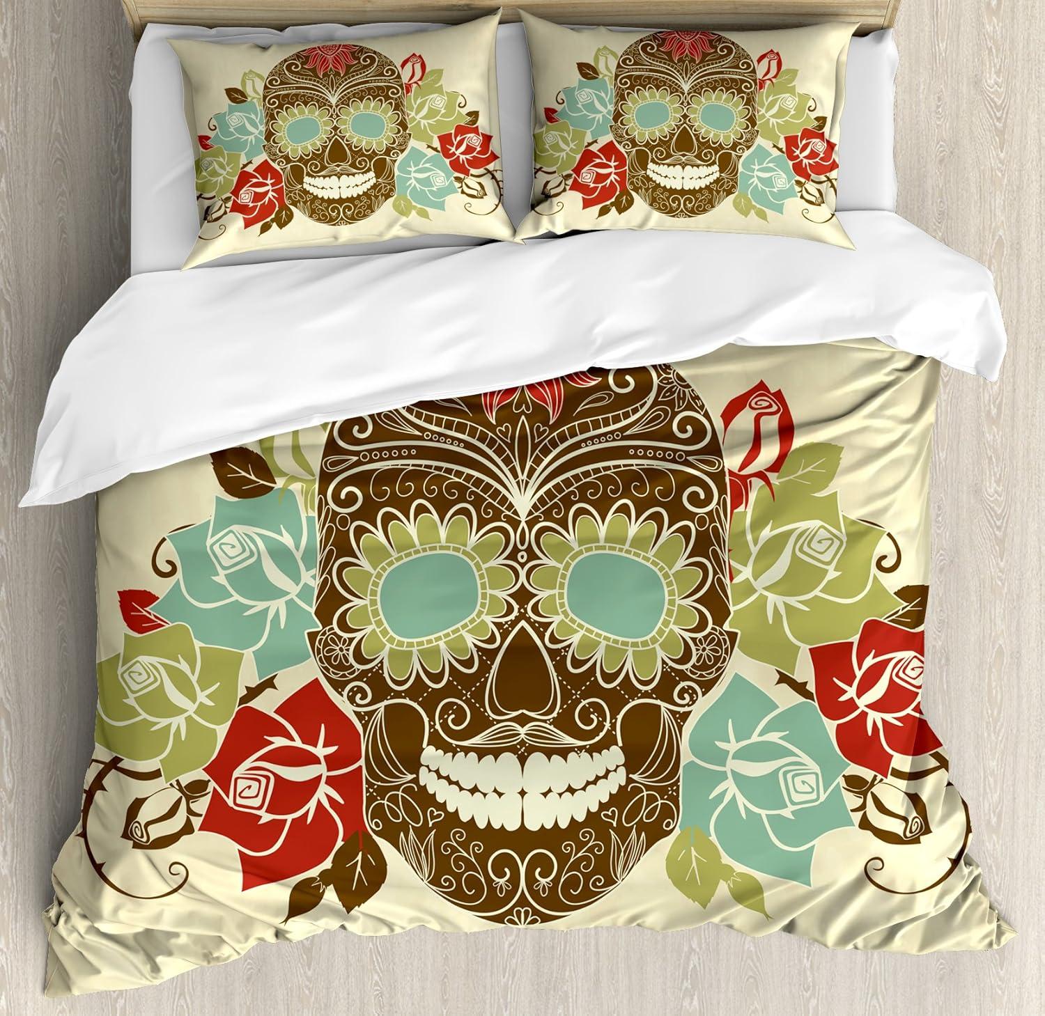 imageAmbesonne Snowflake Duvet Cover Set Lace Style Arrangement of Snowflakes Winter Season Christmas Illustration Decorative 3 Piece Bedding Set with 2 Pillow Shams California King Blue Black WhiteCream Khaki