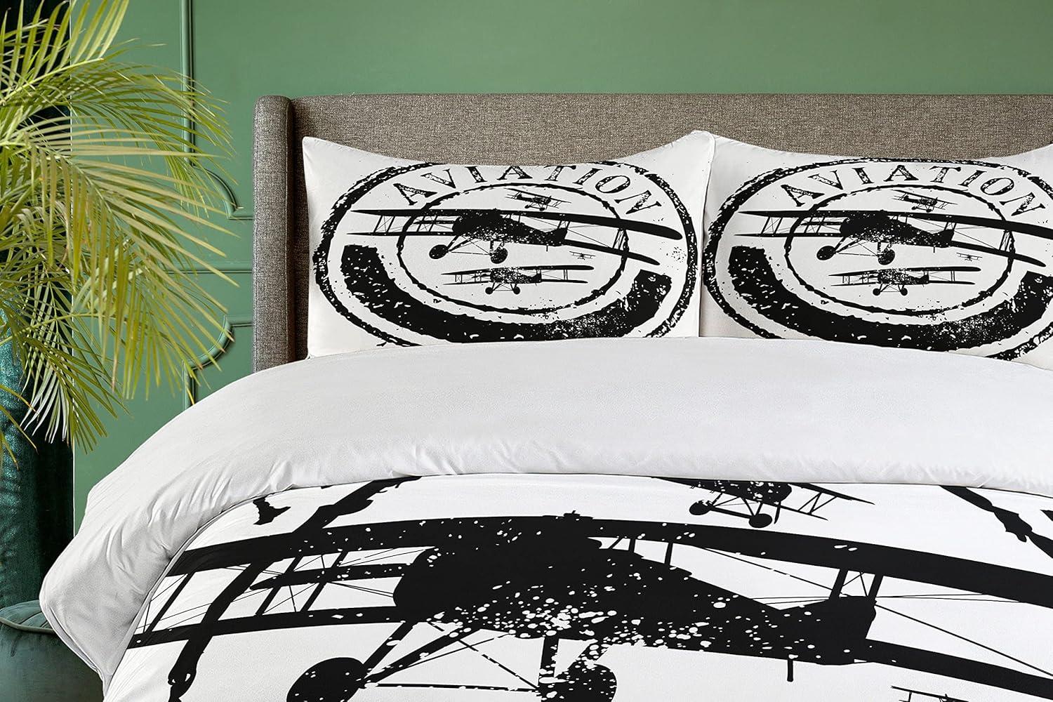 imageAmbesonne Snowflake Duvet Cover Set Lace Style Arrangement of Snowflakes Winter Season Christmas Illustration Decorative 3 Piece Bedding Set with 2 Pillow Shams California King Blue Black WhiteBlack