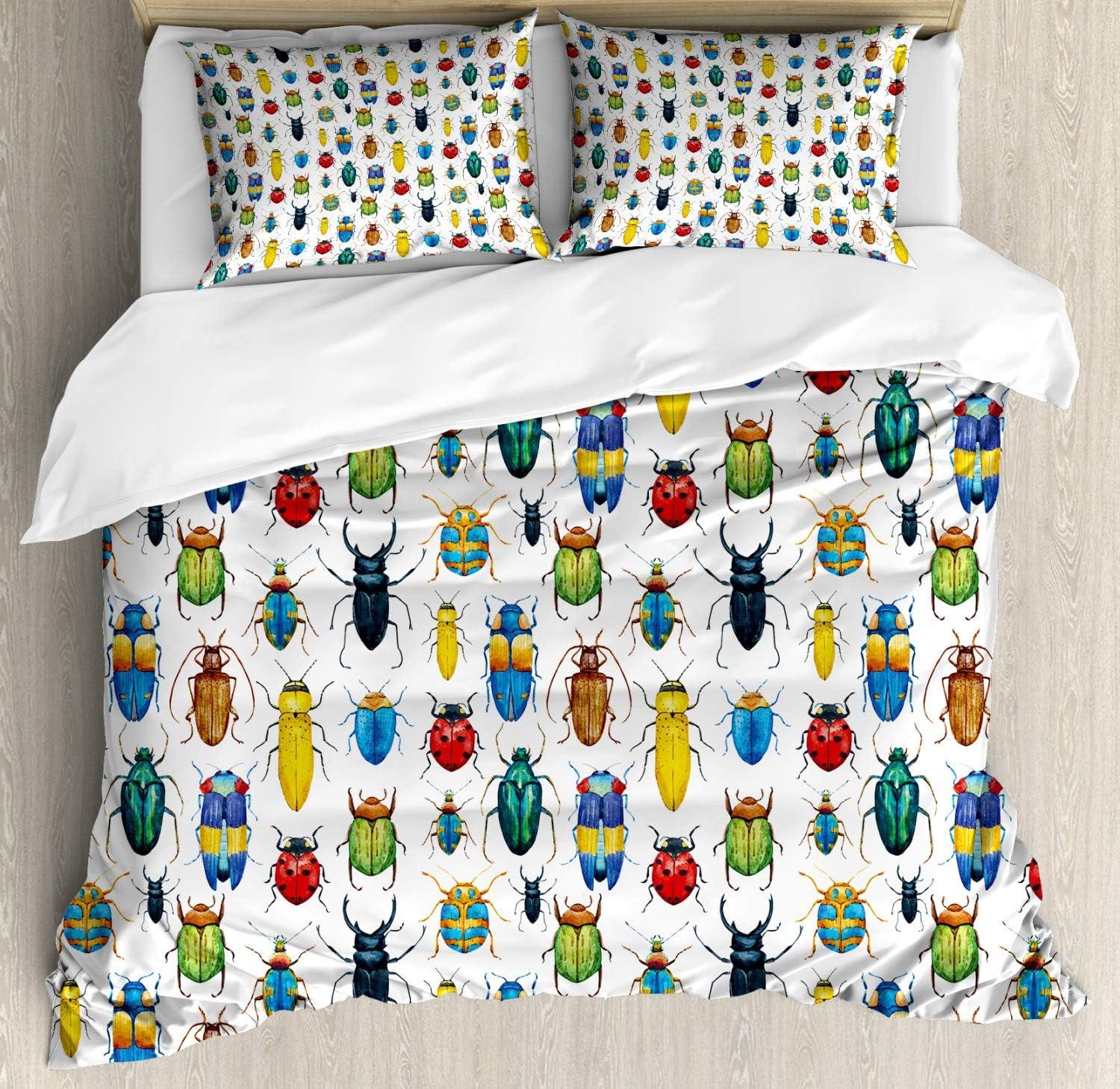imageAmbesonne Snowflake Duvet Cover Set Lace Style Arrangement of Snowflakes Winter Season Christmas Illustration Decorative 3 Piece Bedding Set with 2 Pillow Shams California King Blue Black WhiteYellow Blue