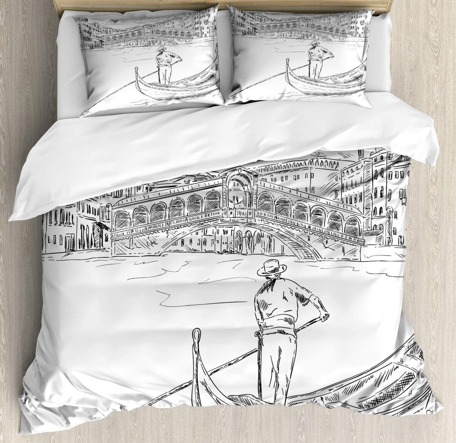 imageAmbesonne Snowflake Duvet Cover Set Lace Style Arrangement of Snowflakes Winter Season Christmas Illustration Decorative 3 Piece Bedding Set with 2 Pillow Shams California King Blue Black WhiteWhite Pale Black