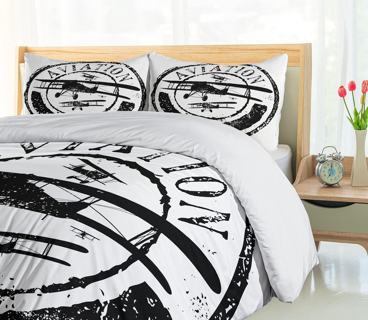 imageAmbesonne Snowflake Duvet Cover Set Lace Style Arrangement of Snowflakes Winter Season Christmas Illustration Decorative 3 Piece Bedding Set with 2 Pillow Shams California King Blue Black WhiteBlack