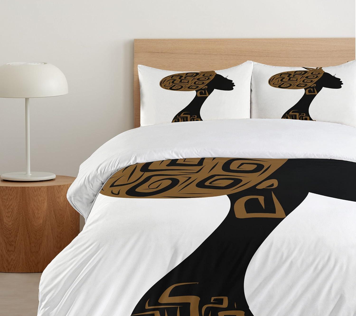 imageAmbesonne Snowflake Duvet Cover Set Lace Style Arrangement of Snowflakes Winter Season Christmas Illustration Decorative 3 Piece Bedding Set with 2 Pillow Shams California King Blue Black WhiteBlack Brown