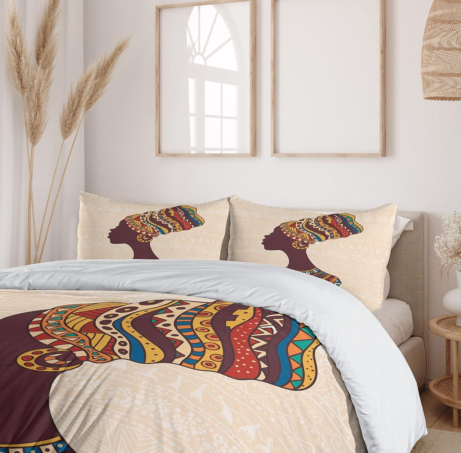 imageAmbesonne Snowflake Duvet Cover Set Lace Style Arrangement of Snowflakes Winter Season Christmas Illustration Decorative 3 Piece Bedding Set with 2 Pillow Shams California King Blue Black WhiteBrown Cream