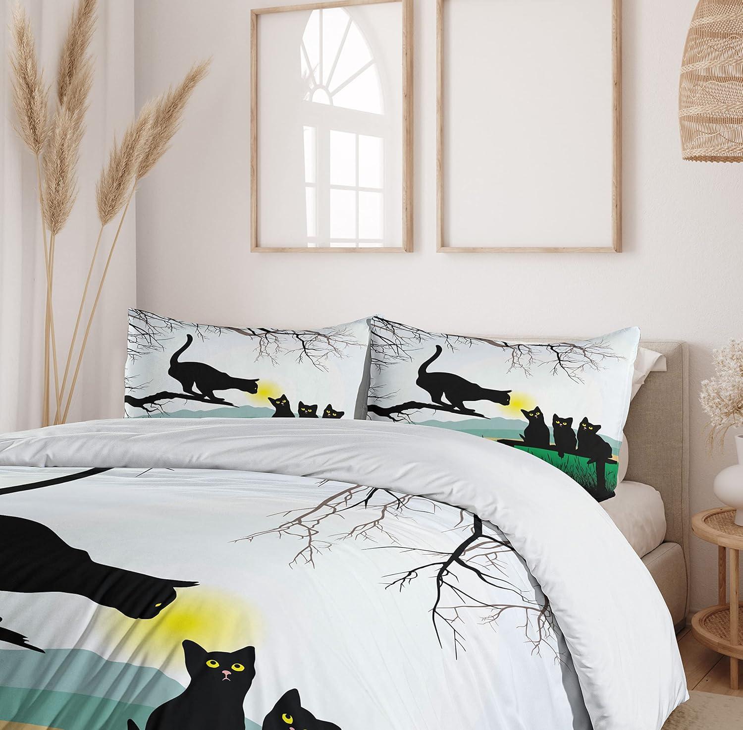 imageAmbesonne Snowflake Duvet Cover Set Lace Style Arrangement of Snowflakes Winter Season Christmas Illustration Decorative 3 Piece Bedding Set with 2 Pillow Shams California King Blue Black WhiteGreen Black