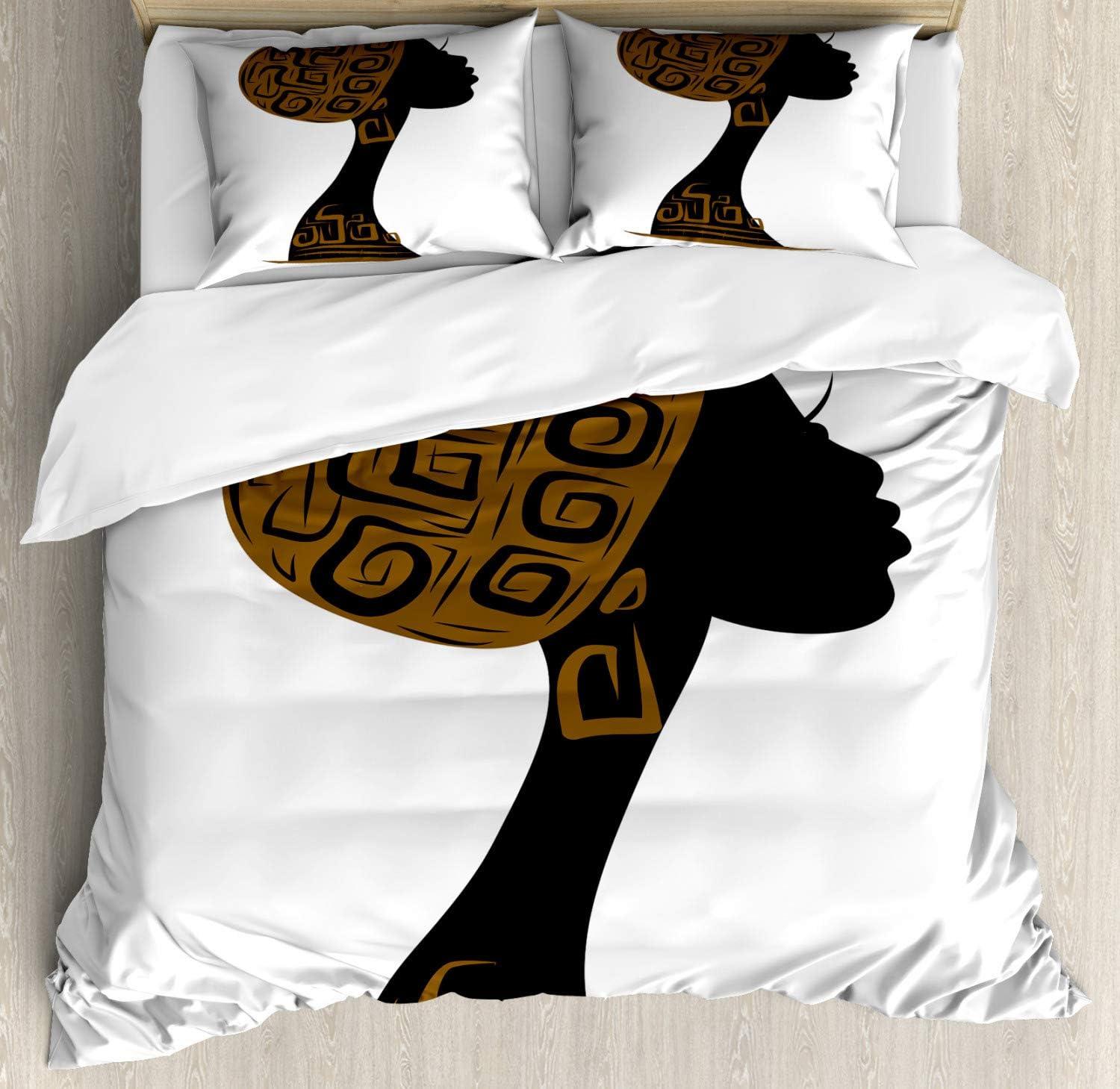 imageAmbesonne Snowflake Duvet Cover Set Lace Style Arrangement of Snowflakes Winter Season Christmas Illustration Decorative 3 Piece Bedding Set with 2 Pillow Shams California King Blue Black WhiteBlack Brown