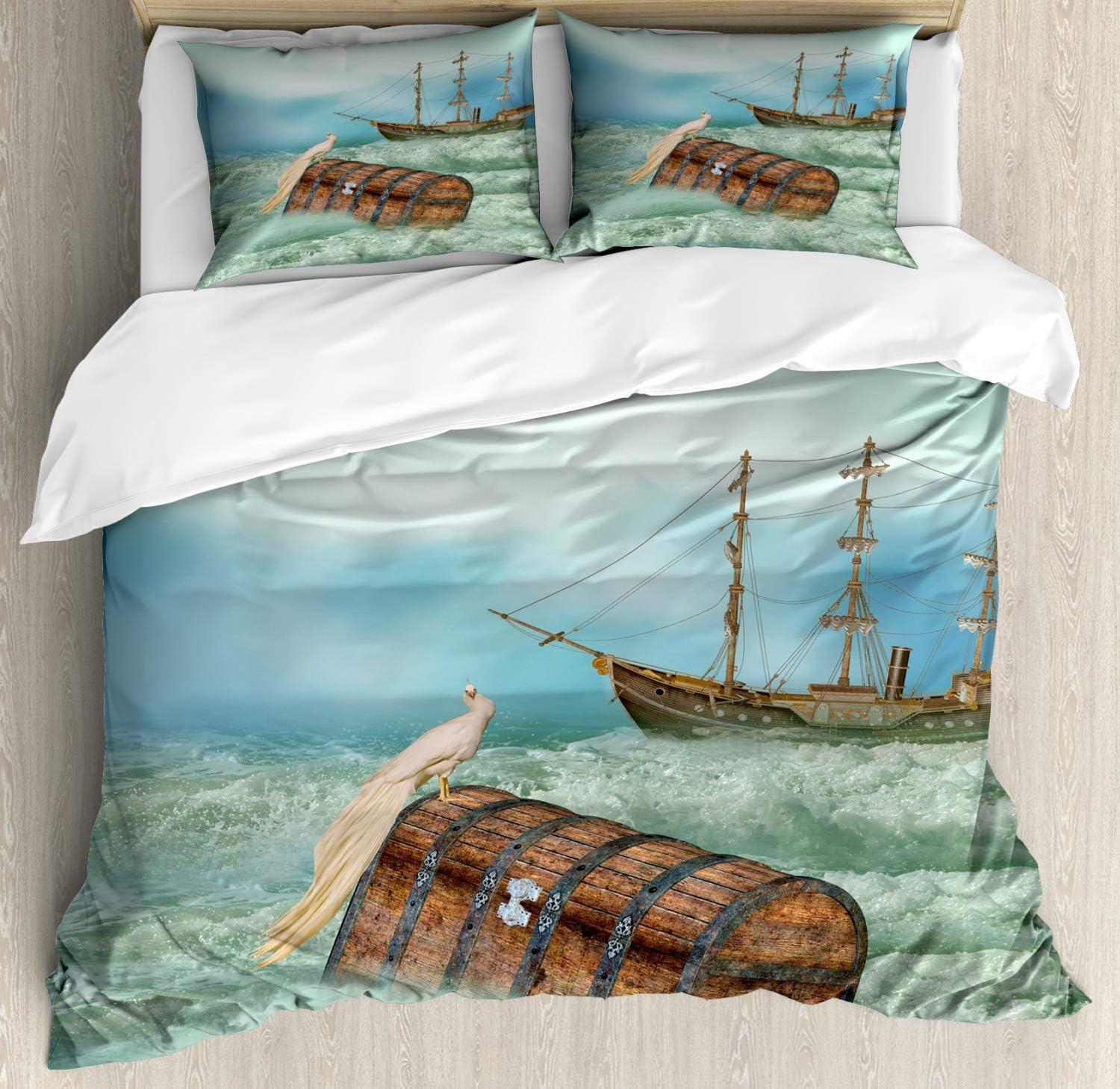 imageAmbesonne Snowflake Duvet Cover Set Lace Style Arrangement of Snowflakes Winter Season Christmas Illustration Decorative 3 Piece Bedding Set with 2 Pillow Shams California King Blue Black WhiteCaramel Mint