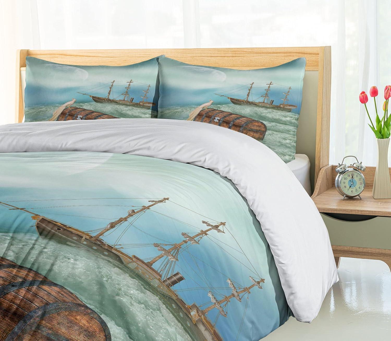 imageAmbesonne Snowflake Duvet Cover Set Lace Style Arrangement of Snowflakes Winter Season Christmas Illustration Decorative 3 Piece Bedding Set with 2 Pillow Shams California King Blue Black WhiteCaramel Mint