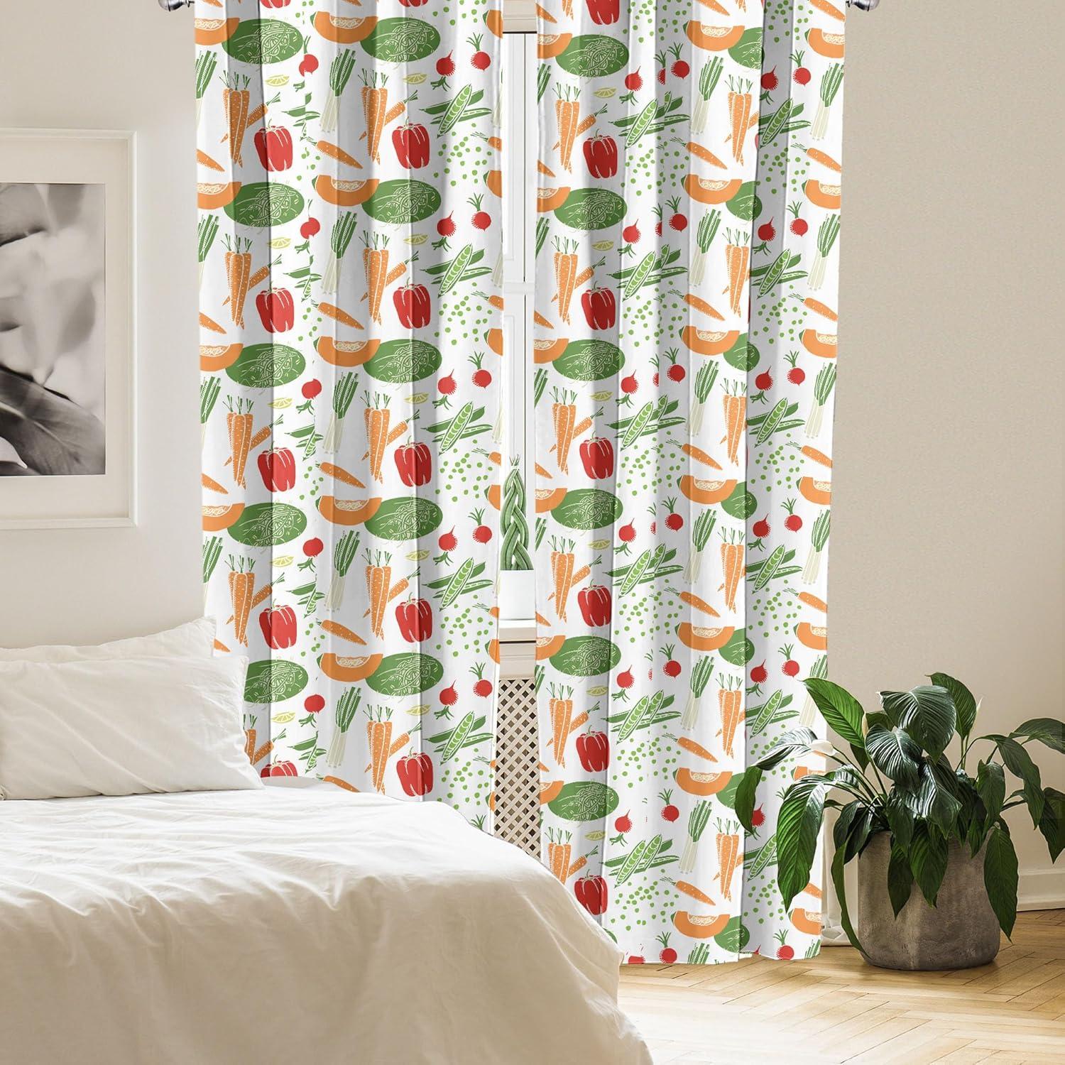 imageAmbesonne Watercolor Window Curtains Christmas Themed Floral Poinsettia Berries Winter Inspirations Leaf Lightweight Decor 2Panel Set with Rod Pocket Pair of 28quot x 84quot Vermilion Yellow GreenRed and Green