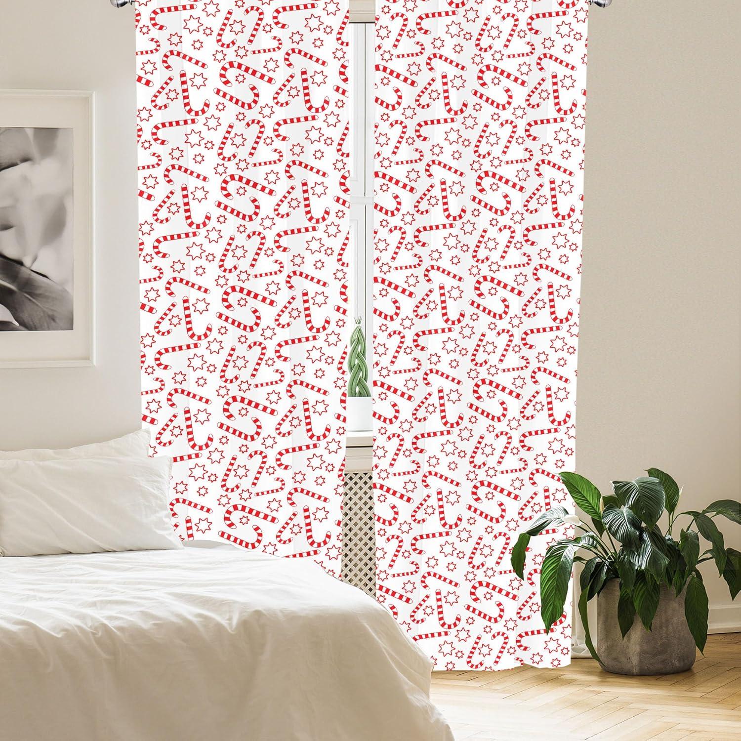 imageAmbesonne Watercolor Window Curtains Christmas Themed Floral Poinsettia Berries Winter Inspirations Leaf Lightweight Decor 2Panel Set with Rod Pocket Pair of 28quot x 84quot Vermilion Yellow GreenVermilion White