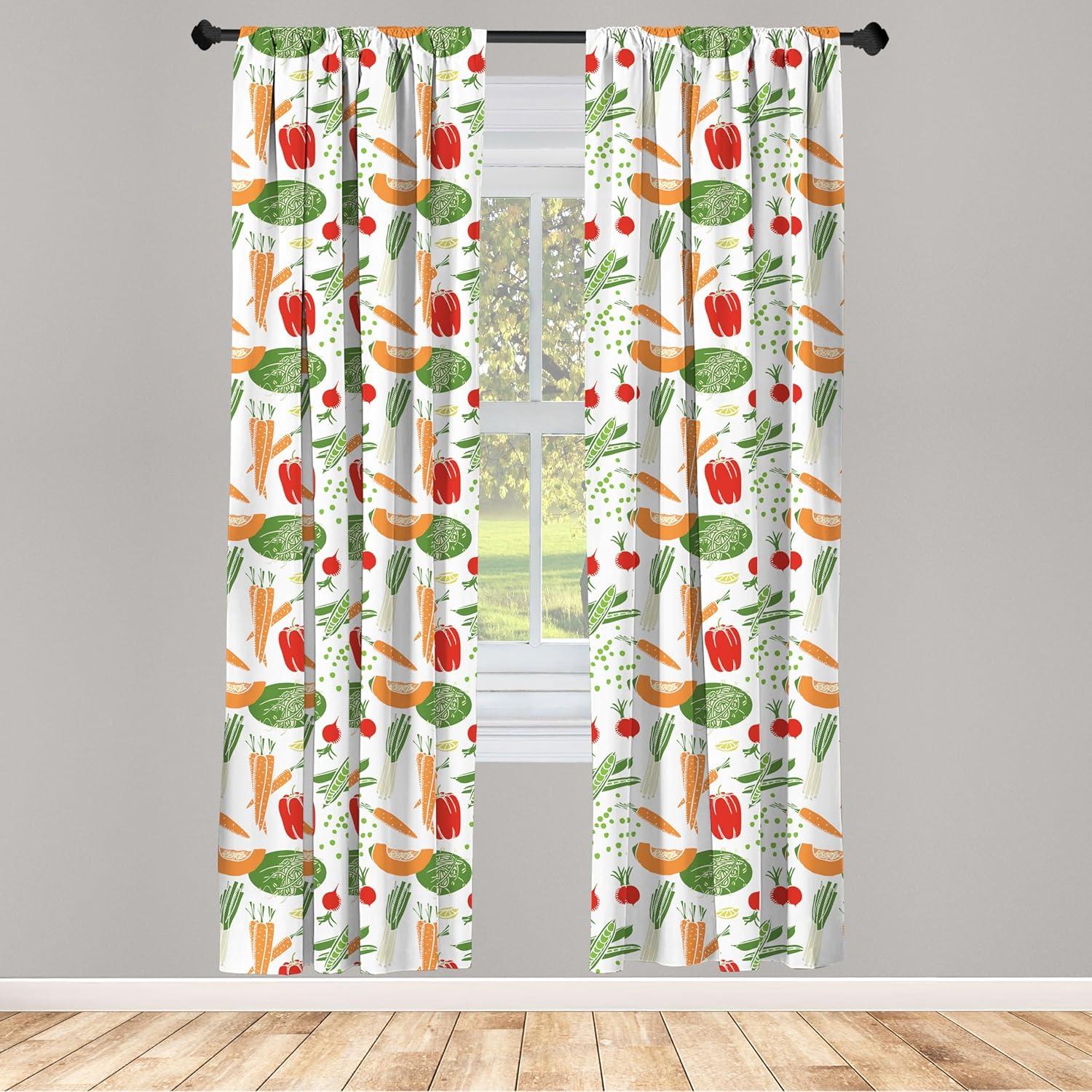 imageAmbesonne Watercolor Window Curtains Christmas Themed Floral Poinsettia Berries Winter Inspirations Leaf Lightweight Decor 2Panel Set with Rod Pocket Pair of 28quot x 84quot Vermilion Yellow GreenRed and Green