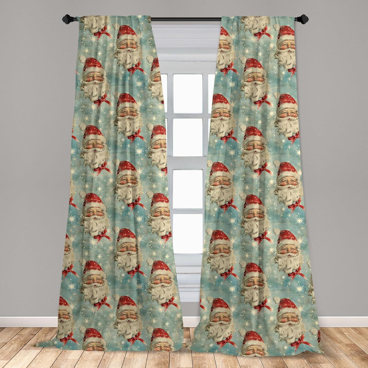 imageAmbesonne Watercolor Window Curtains Christmas Themed Floral Poinsettia Berries Winter Inspirations Leaf Lightweight Decor 2Panel Set with Rod Pocket Pair of 28quot x 84quot Vermilion Yellow GreenDark Pink Pale Blue