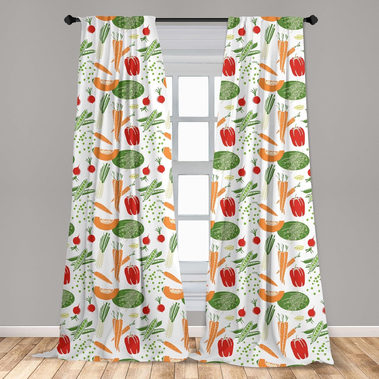 imageAmbesonne Watercolor Window Curtains Christmas Themed Floral Poinsettia Berries Winter Inspirations Leaf Lightweight Decor 2Panel Set with Rod Pocket Pair of 28quot x 84quot Vermilion Yellow GreenRed and Green