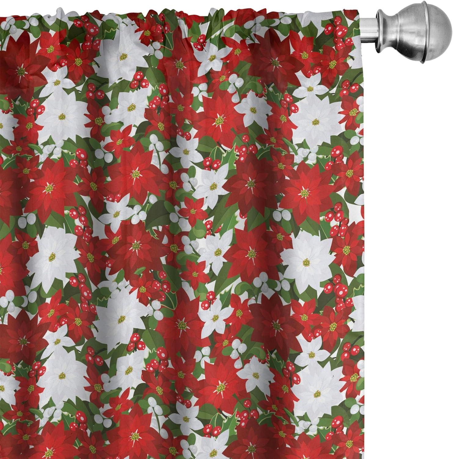 imageAmbesonne Winter Curtains Various Different Ornate Snowflakes Blizzard Cold Season Xmas Themed Window Treatments 2 Panel Set for Living Room Bedroom Pair of 28quot x 95quot Pale Blue Dark BlueWhite Red Green