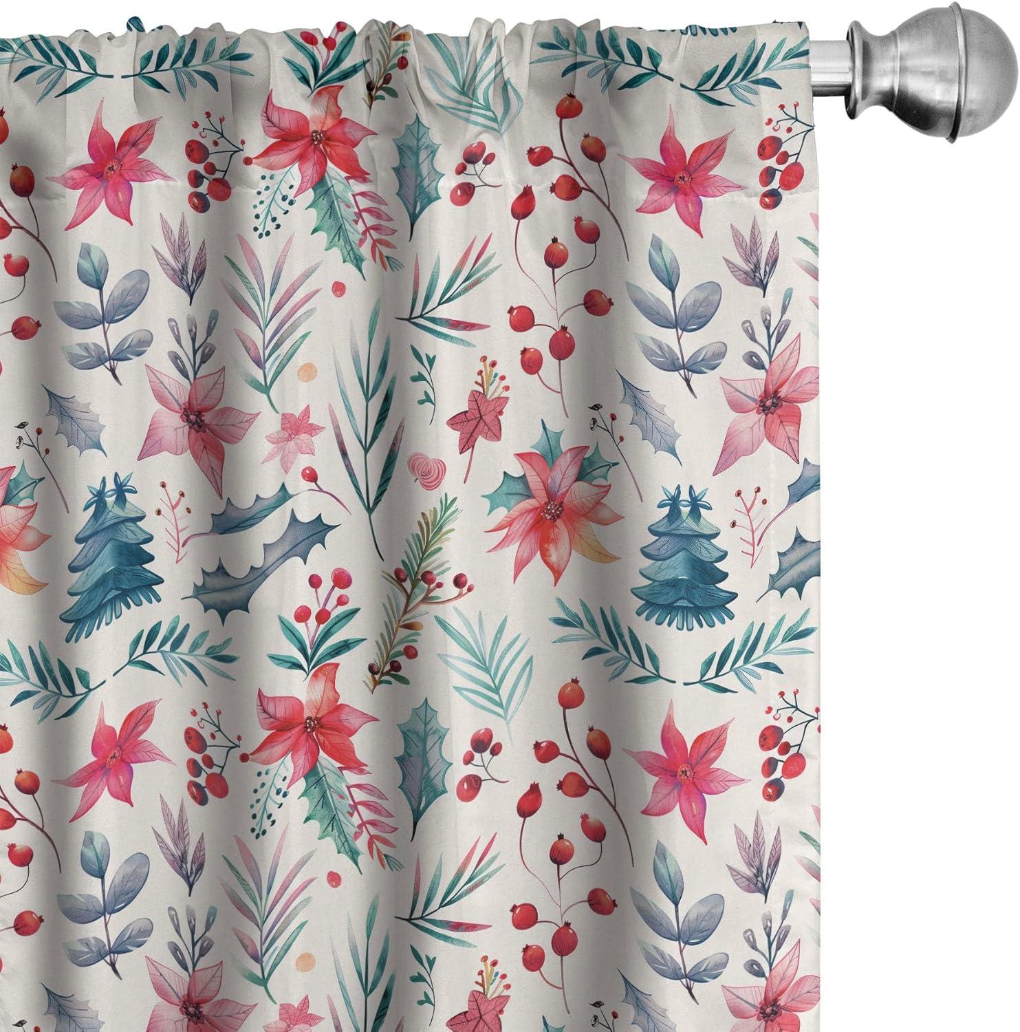 imageAmbesonne Winter Curtains Various Different Ornate Snowflakes Blizzard Cold Season Xmas Themed Window Treatments 2 Panel Set for Living Room Bedroom Pair of 28quot x 95quot Pale Blue Dark BlueHot Pink and Pale Petrol Blue