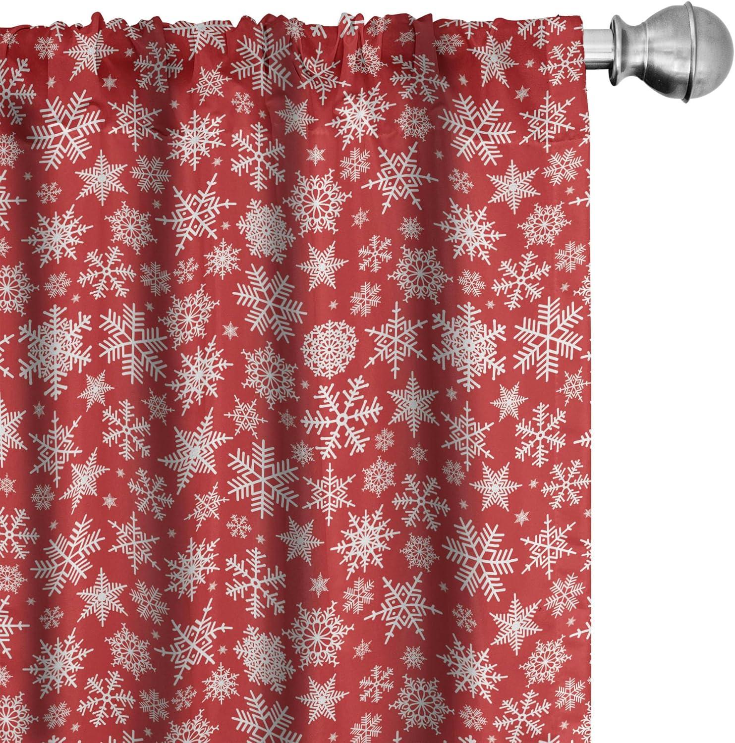 imageAmbesonne Winter Curtains Various Different Ornate Snowflakes Blizzard Cold Season Xmas Themed Window Treatments 2 Panel Set for Living Room Bedroom Pair of 28quot x 95quot Pale Blue Dark BlueWhite and Vermilion