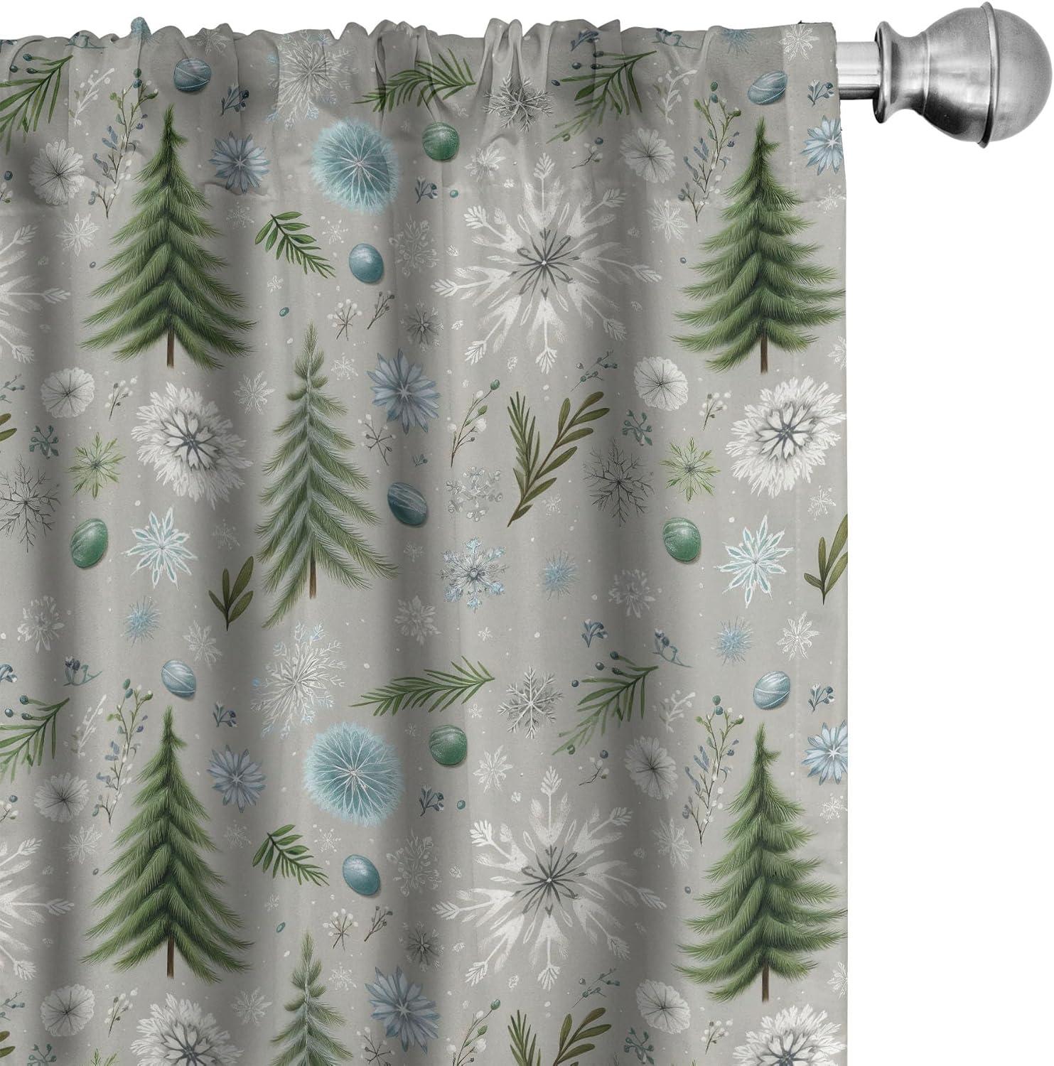 imageAmbesonne Winter Curtains Various Different Ornate Snowflakes Blizzard Cold Season Xmas Themed Window Treatments 2 Panel Set for Living Room Bedroom Pair of 28quot x 95quot Pale Blue Dark BluePale Sage Green and Seafoam