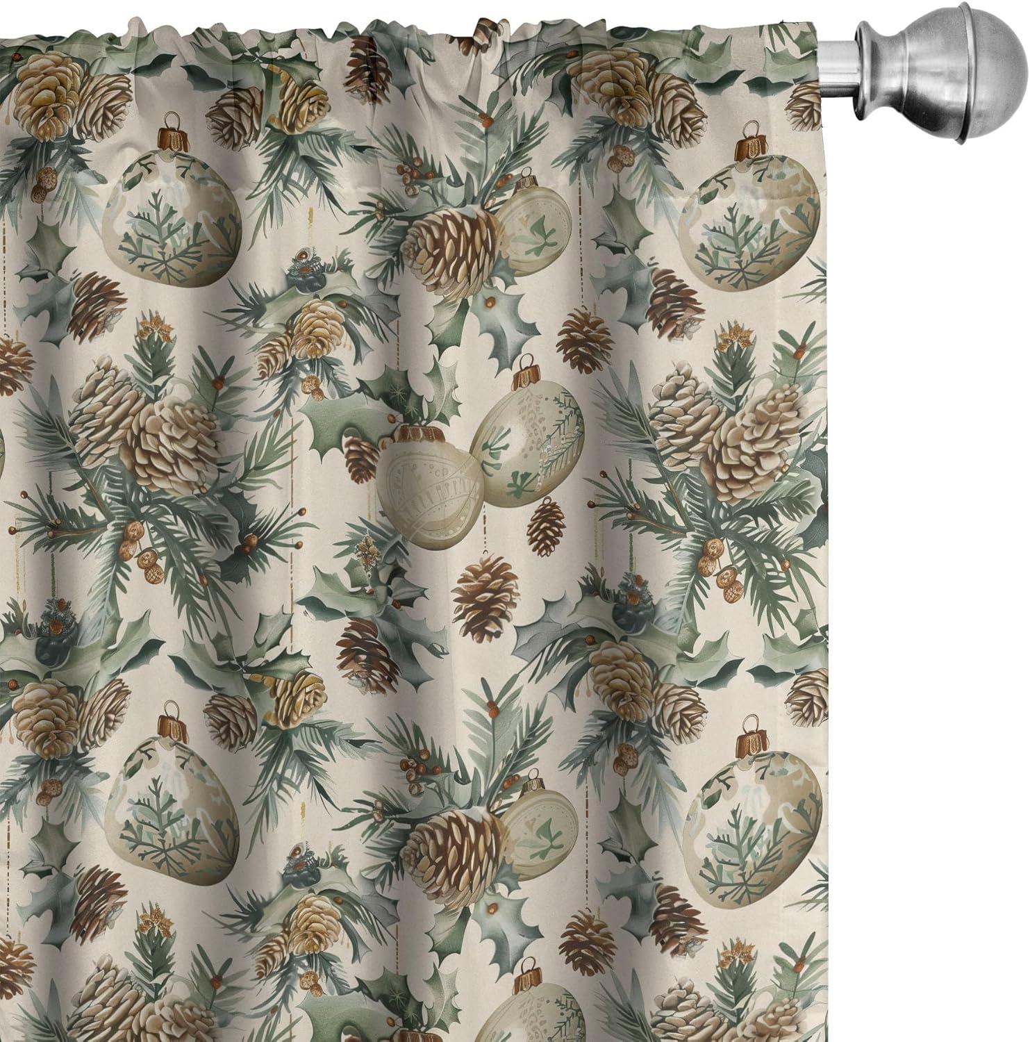 imageAmbesonne Winter Curtains Various Different Ornate Snowflakes Blizzard Cold Season Xmas Themed Window Treatments 2 Panel Set for Living Room Bedroom Pair of 28quot x 95quot Pale Blue Dark BlueBrown Green and Blue