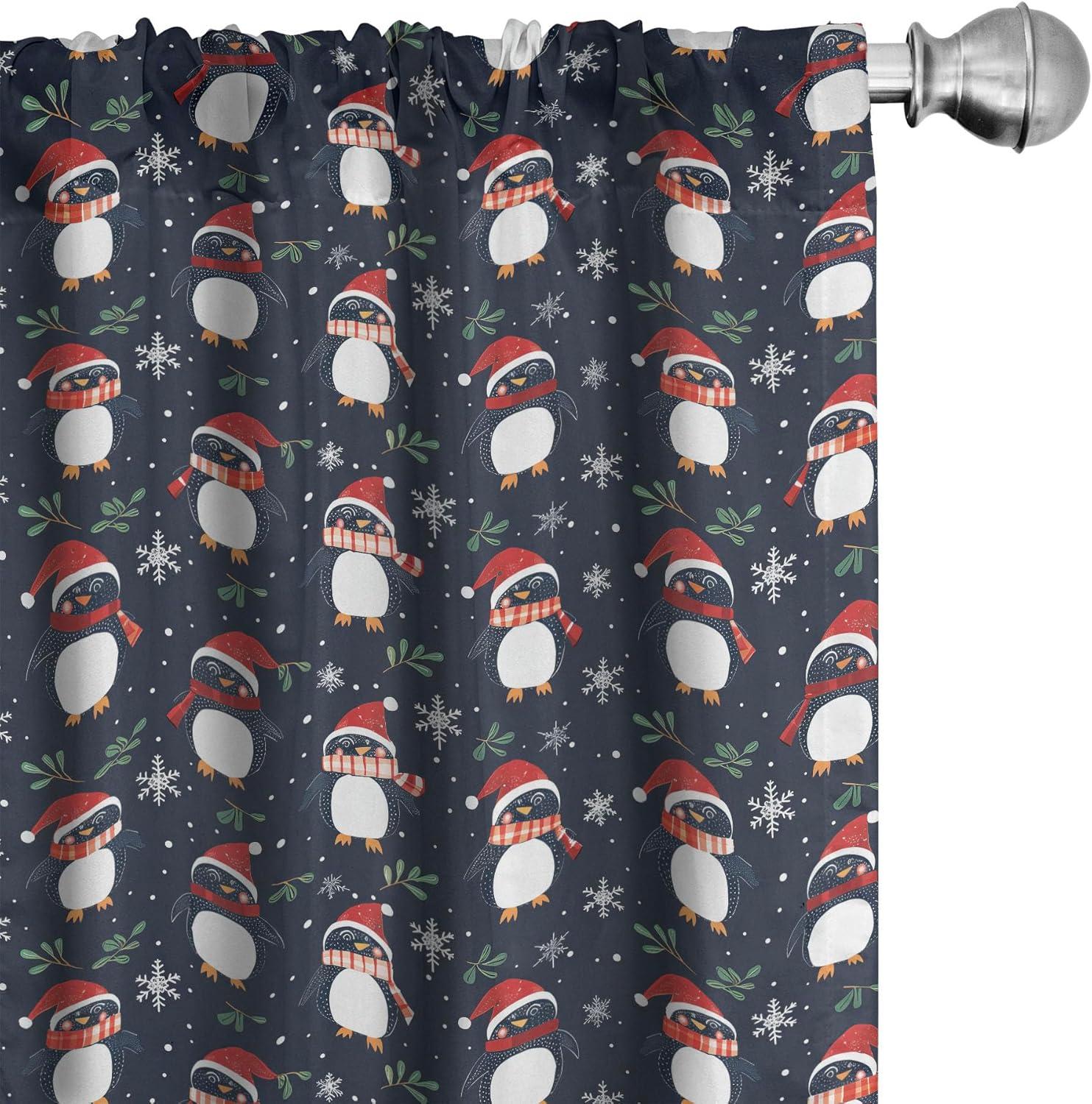 imageAmbesonne Winter Curtains Various Different Ornate Snowflakes Blizzard Cold Season Xmas Themed Window Treatments 2 Panel Set for Living Room Bedroom Pair of 28quot x 95quot Pale Blue Dark BlueDimgray Vermilion and Orange