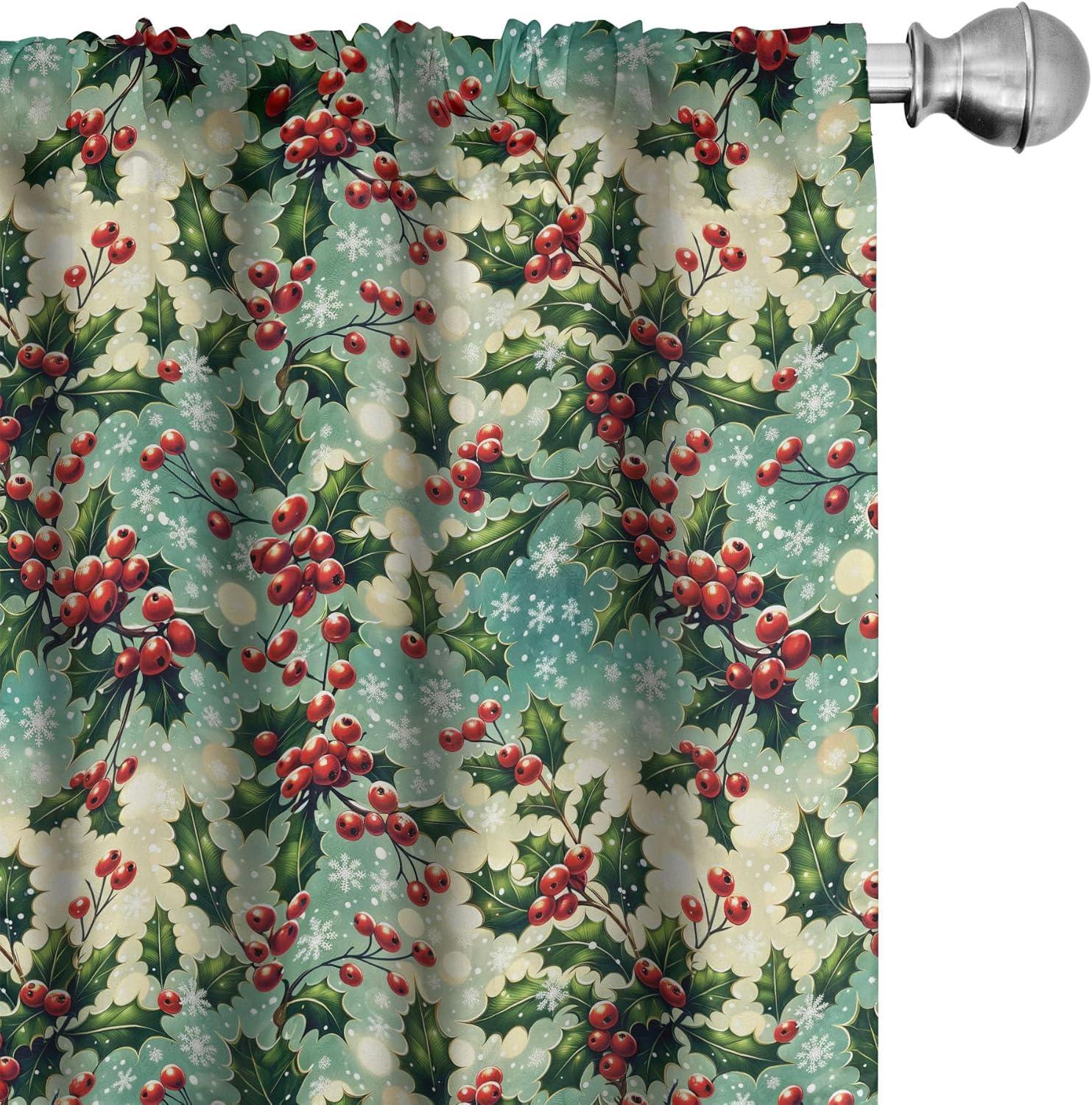 imageAmbesonne Winter Curtains Various Different Ornate Snowflakes Blizzard Cold Season Xmas Themed Window Treatments 2 Panel Set for Living Room Bedroom Pair of 28quot x 95quot Pale Blue Dark BlueFern Green and Vermilion