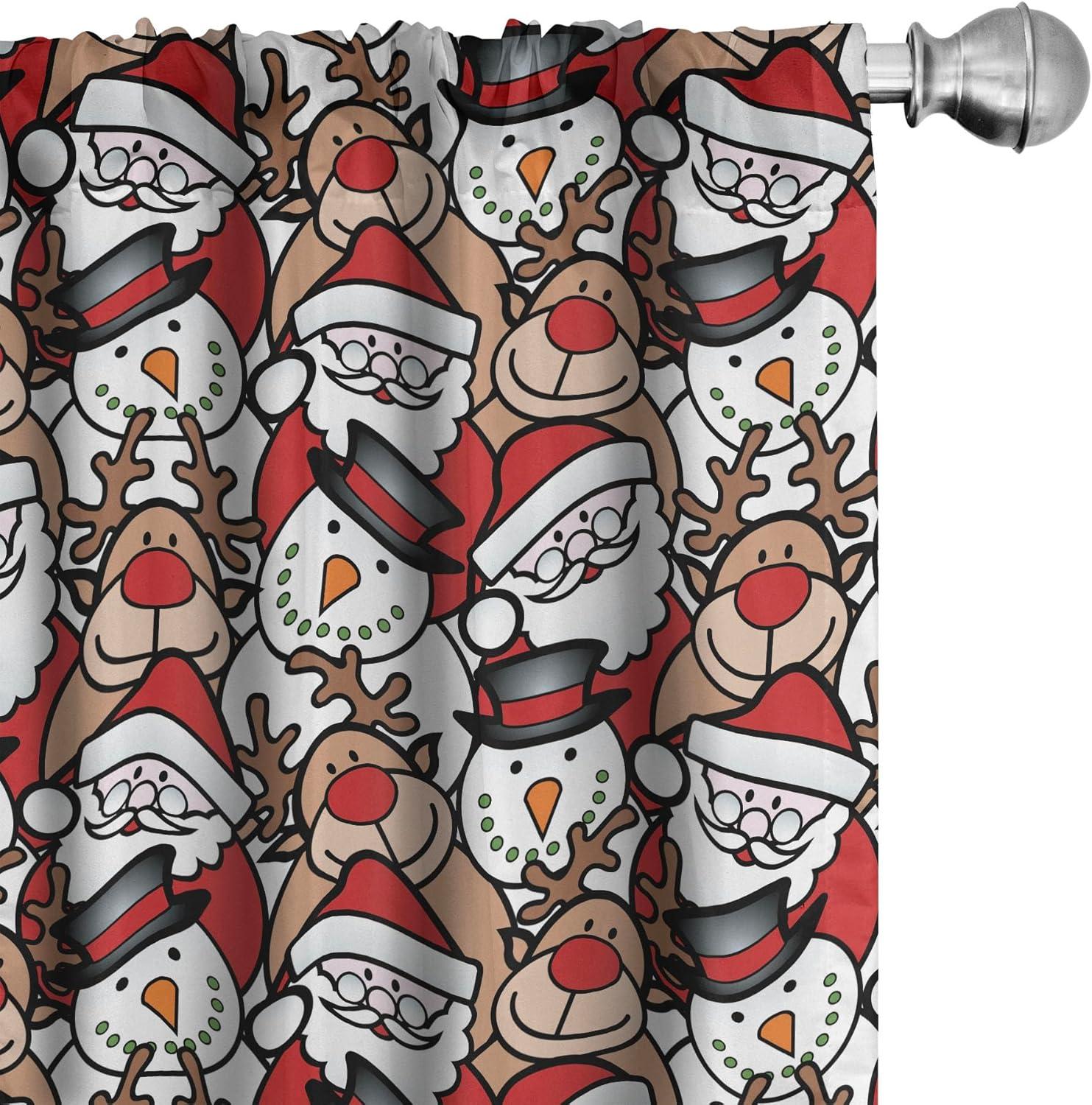 imageAmbesonne Winter Curtains Various Different Ornate Snowflakes Blizzard Cold Season Xmas Themed Window Treatments 2 Panel Set for Living Room Bedroom Pair of 28quot x 95quot Pale Blue Dark BluePale Brown White and Red