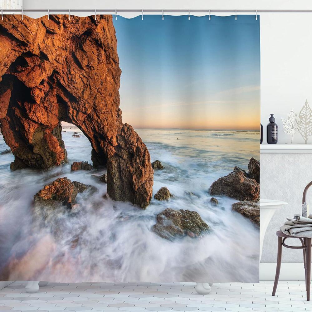 imageAmbesonne Antlers Shower Curtain Moose in Winter Forest Wildlife Reindeer Christmas Theme Watercolor Painting Style Cloth Fabric Bathroom Decor Set with Hooks 69quot W x 70quot L Beige GreenCocoa Blue