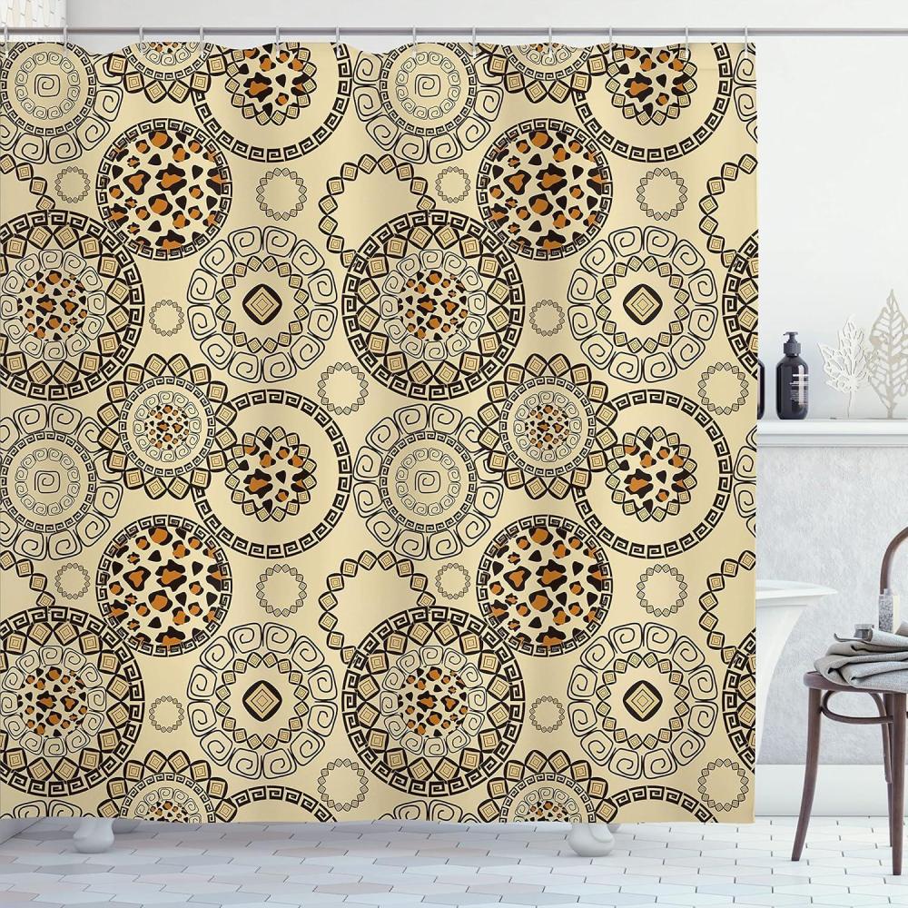 imageAmbesonne Antlers Shower Curtain Moose in Winter Forest Wildlife Reindeer Christmas Theme Watercolor Painting Style Cloth Fabric Bathroom Decor Set with Hooks 69quot W x 70quot L Beige GreenBeige Brown
