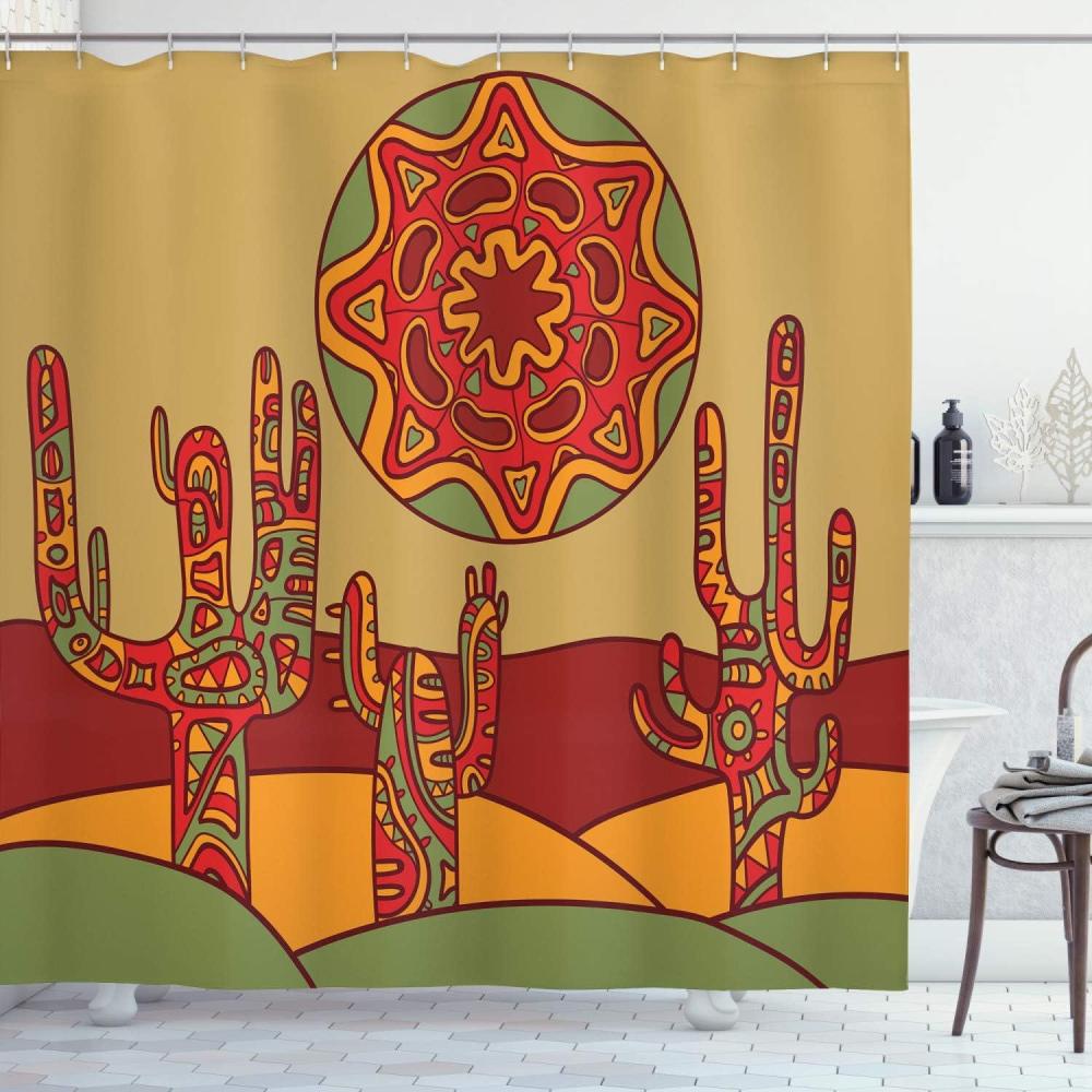 imageAmbesonne Antlers Shower Curtain Moose in Winter Forest Wildlife Reindeer Christmas Theme Watercolor Painting Style Cloth Fabric Bathroom Decor Set with Hooks 69quot W x 70quot L Beige GreenBurgundy Earth Yellow