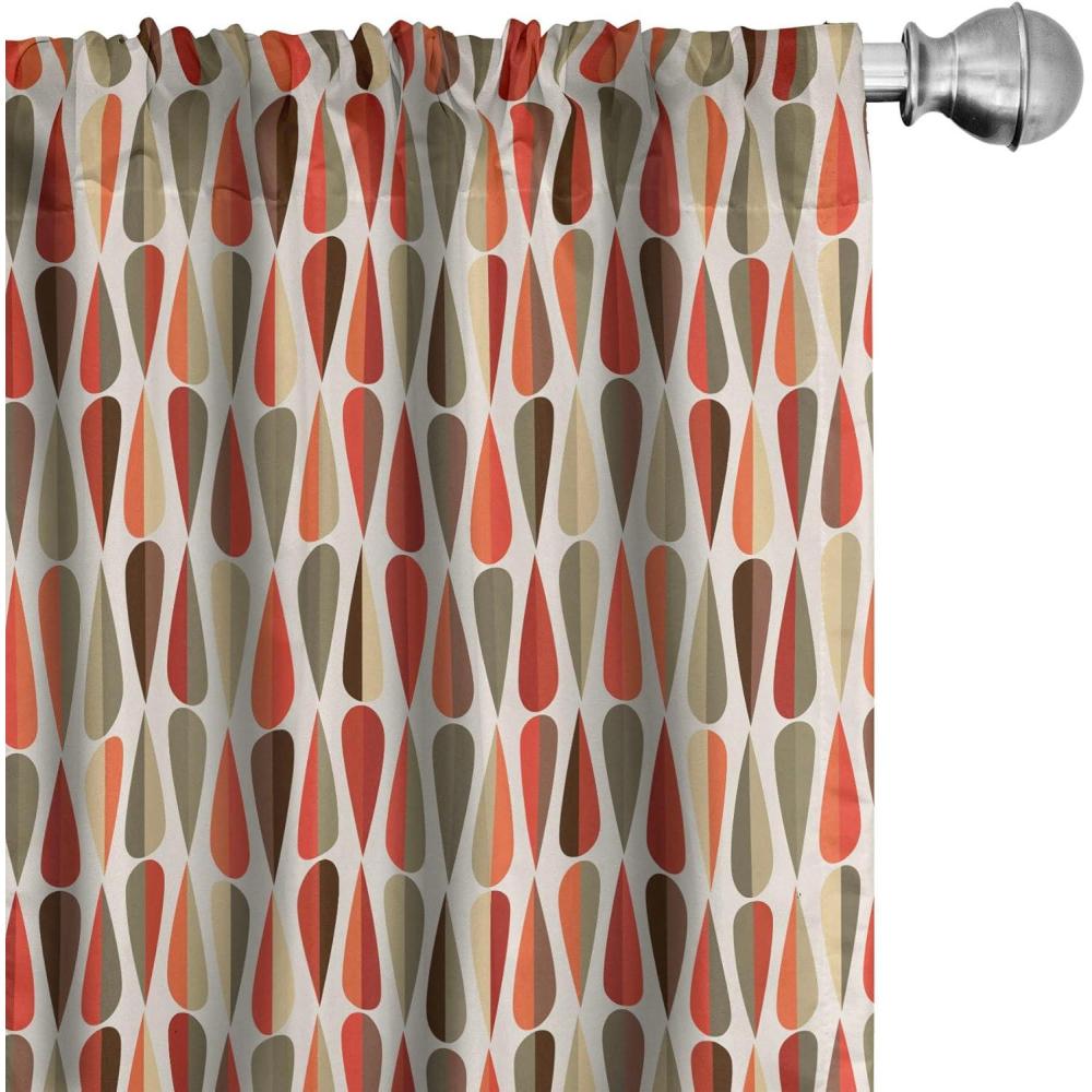 imageAmbesonne Bohemian Curtains Bold and Big Feather Motif on Southwestern Inspired Striped Print Window Treatments 2 Panel Set for Living Room Bedroom Pair of 28quot x 63quot Cadet Blue Beige and BrownOrange Cream