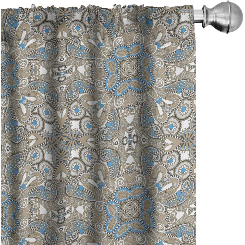 imageAmbesonne Bohemian Curtains Bold and Big Feather Motif on Southwestern Inspired Striped Print Window Treatments 2 Panel Set for Living Room Bedroom Pair of 28quot x 63quot Cadet Blue Beige and BrownWhite Blue Tan