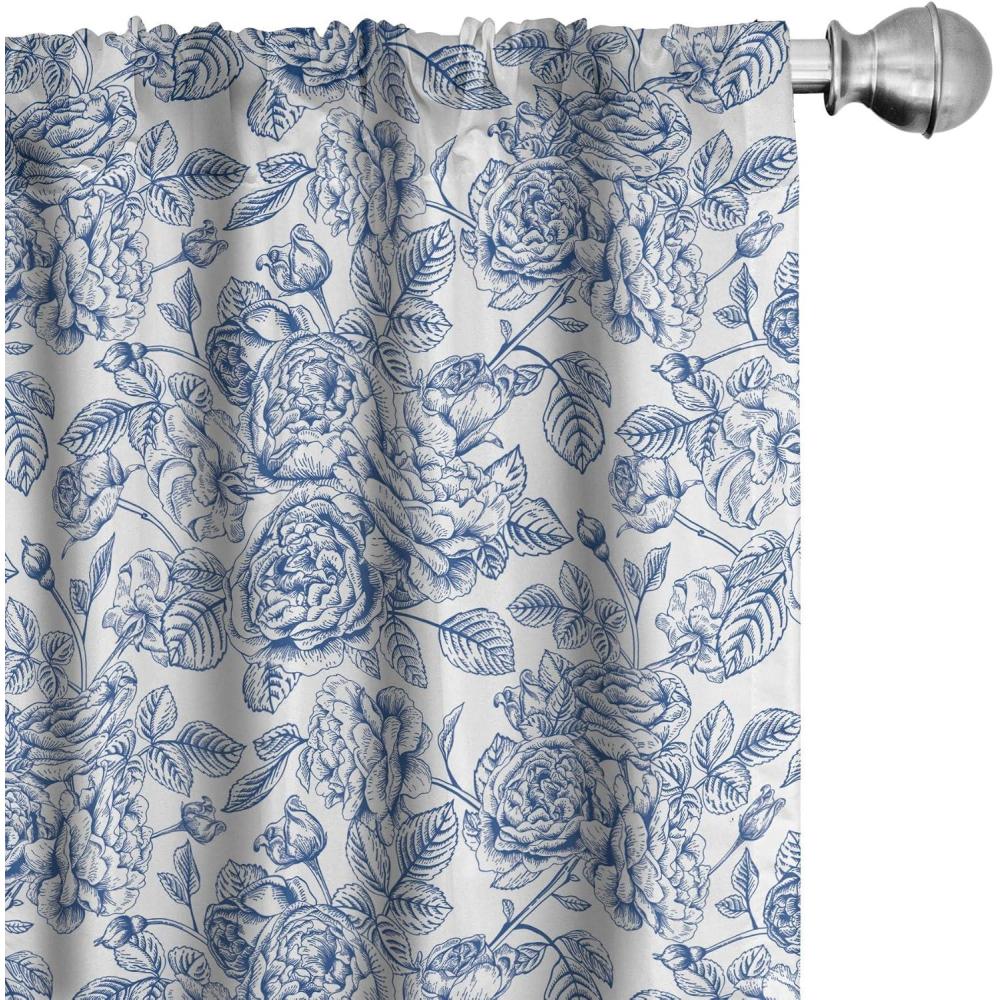 imageAmbesonne Bohemian Curtains Hexagons Floral Botany Art in Cold Colors Ocean and Nature Tones Window Treatments 2 Panel Set for Living Room Bedroom Pair of 28quot x 95quot Teal Green and Sea BluePale Blue